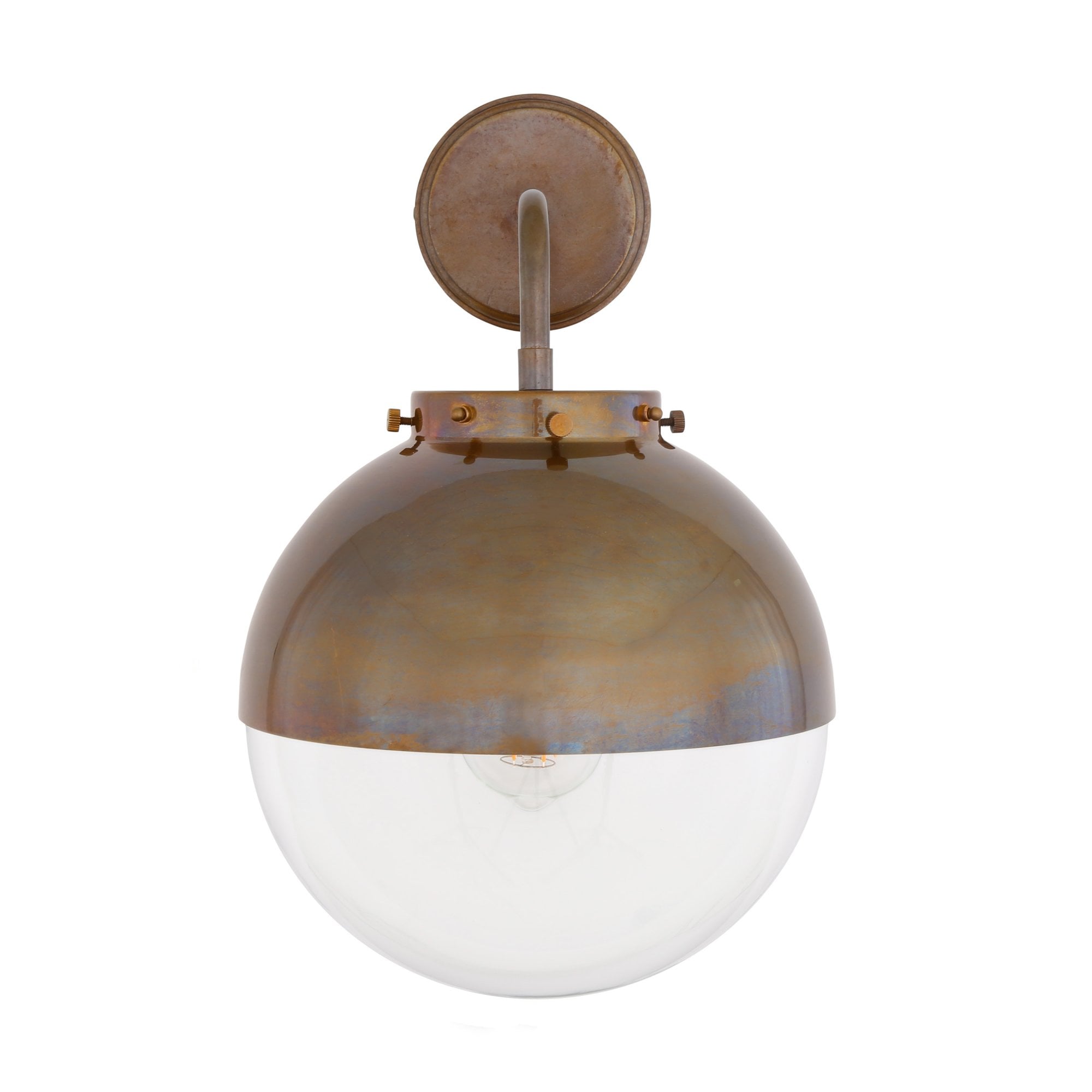 Mica 25cm Wall Light, Antique Brass, Clear Glass