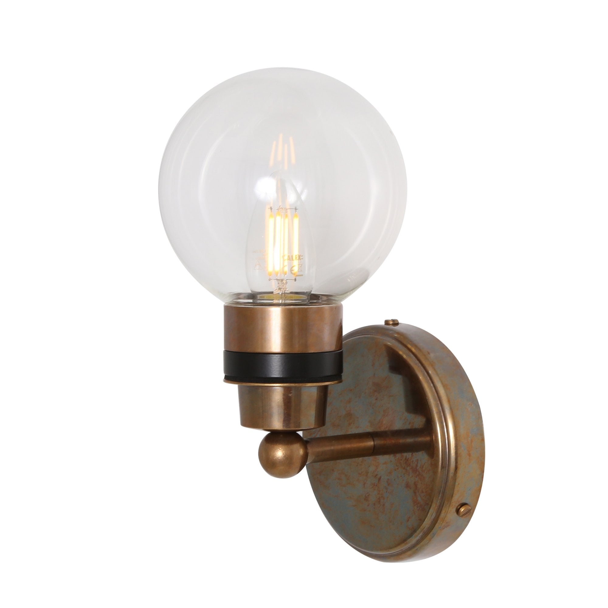 Shannon Wall Light, Antique Brass, Clear