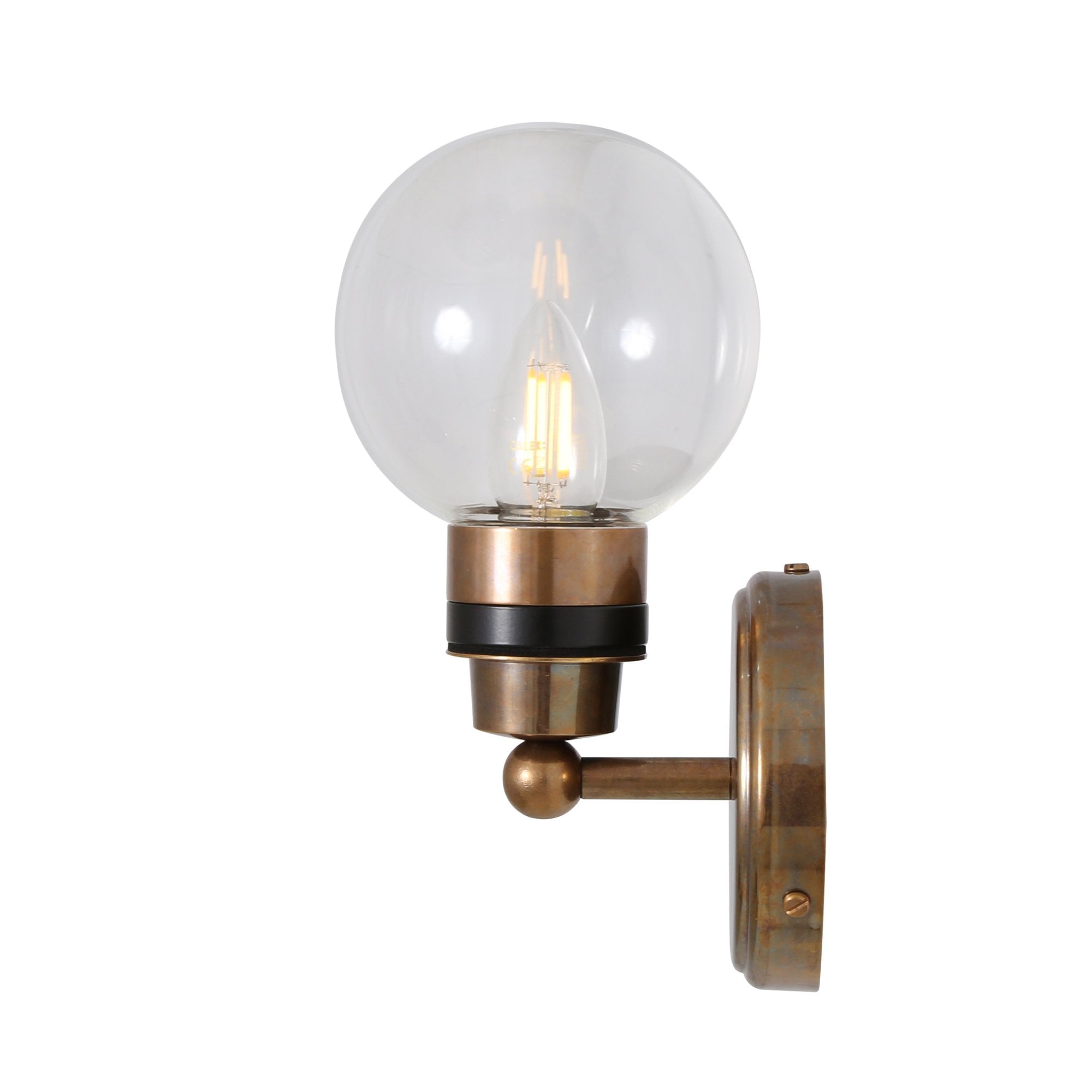 Shannon Wall Light, Antique Brass, Clear