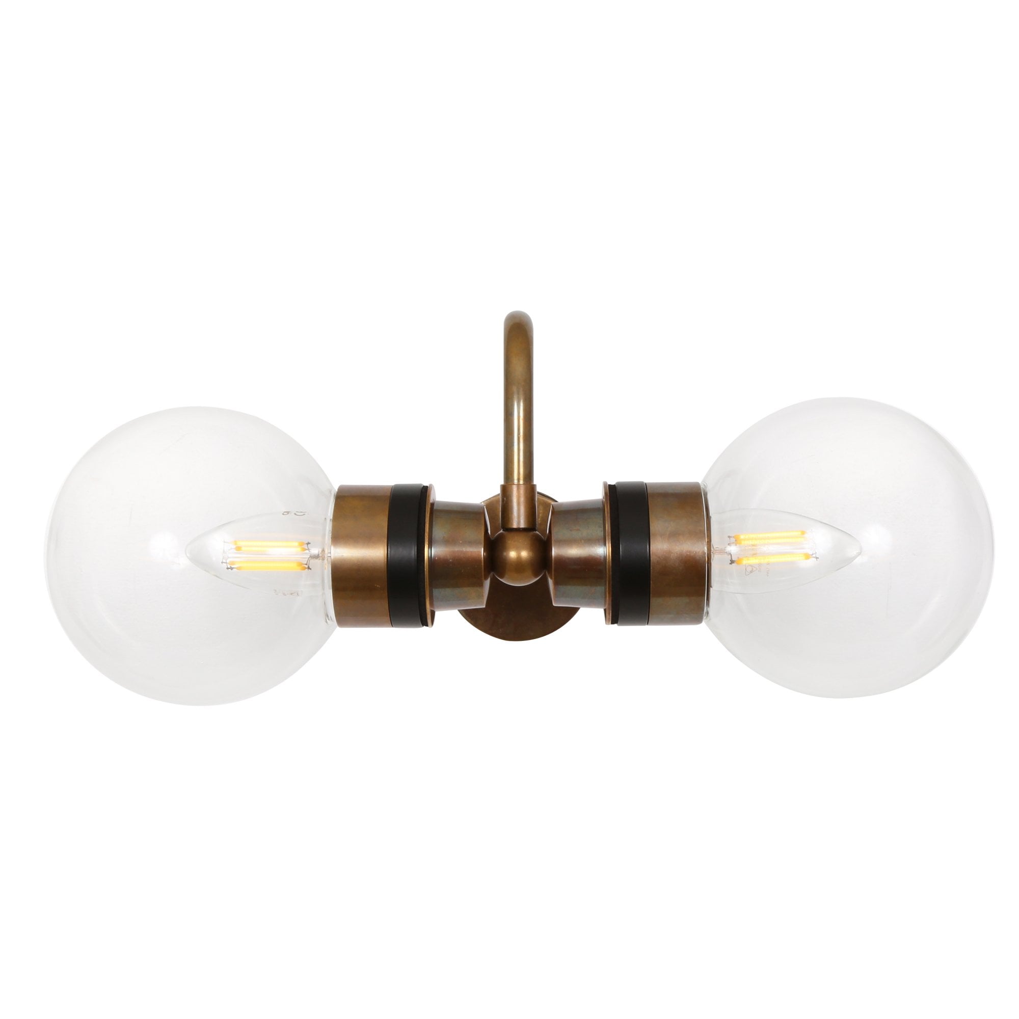 Ness Wall Light, Antique Brass, Clear