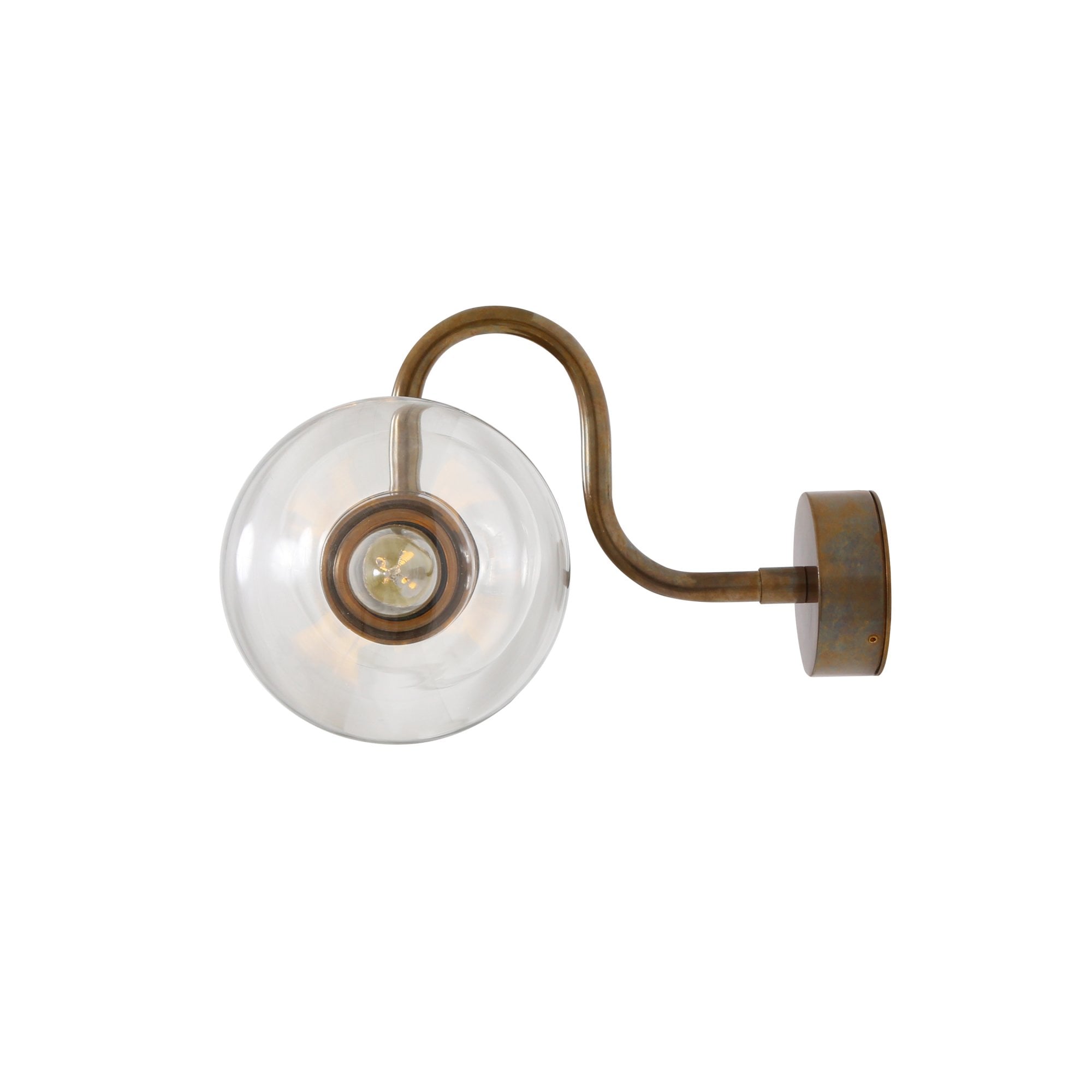 Ness Wall Light, Antique Brass, Clear