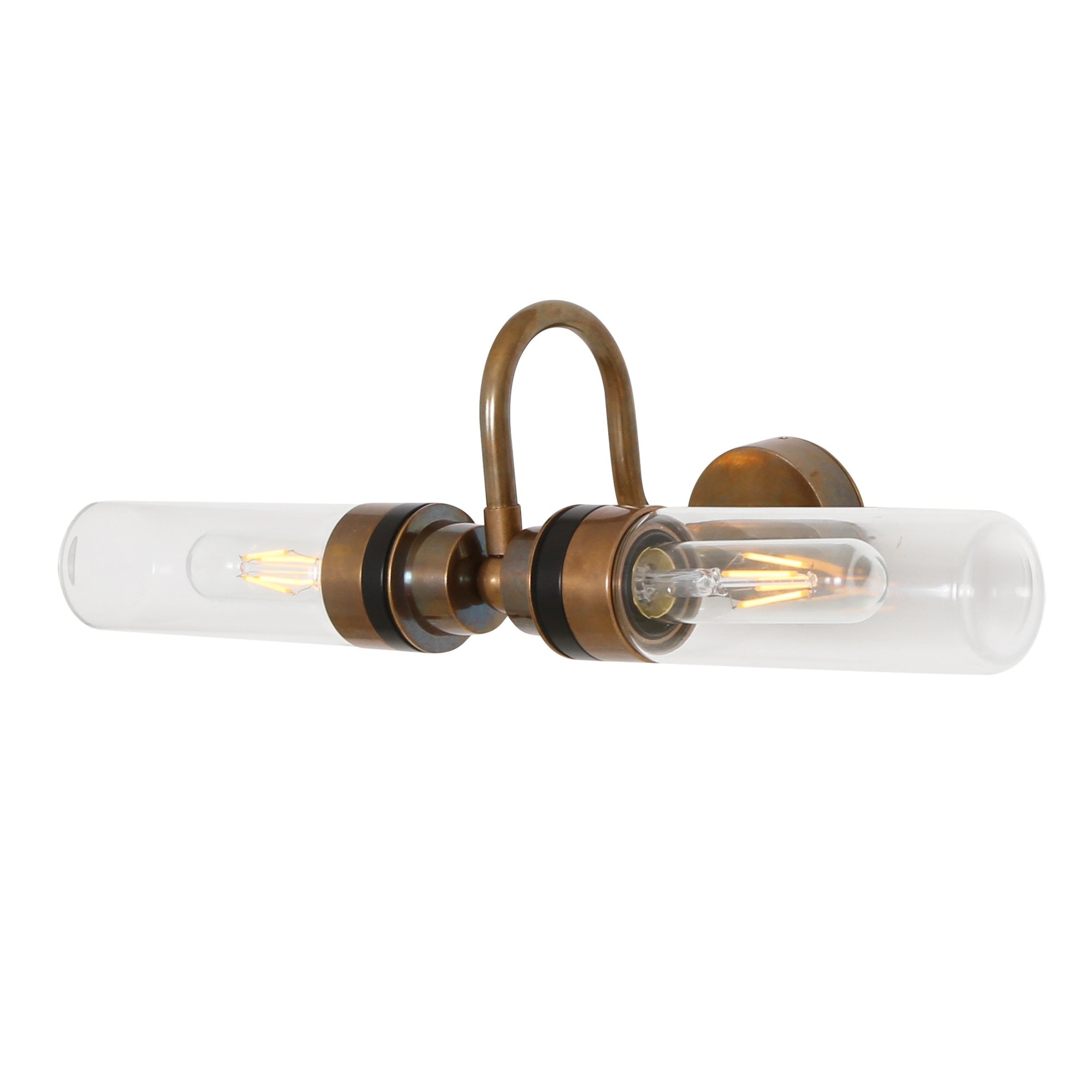 Nevis Wall Light, Antique Brass, Clear