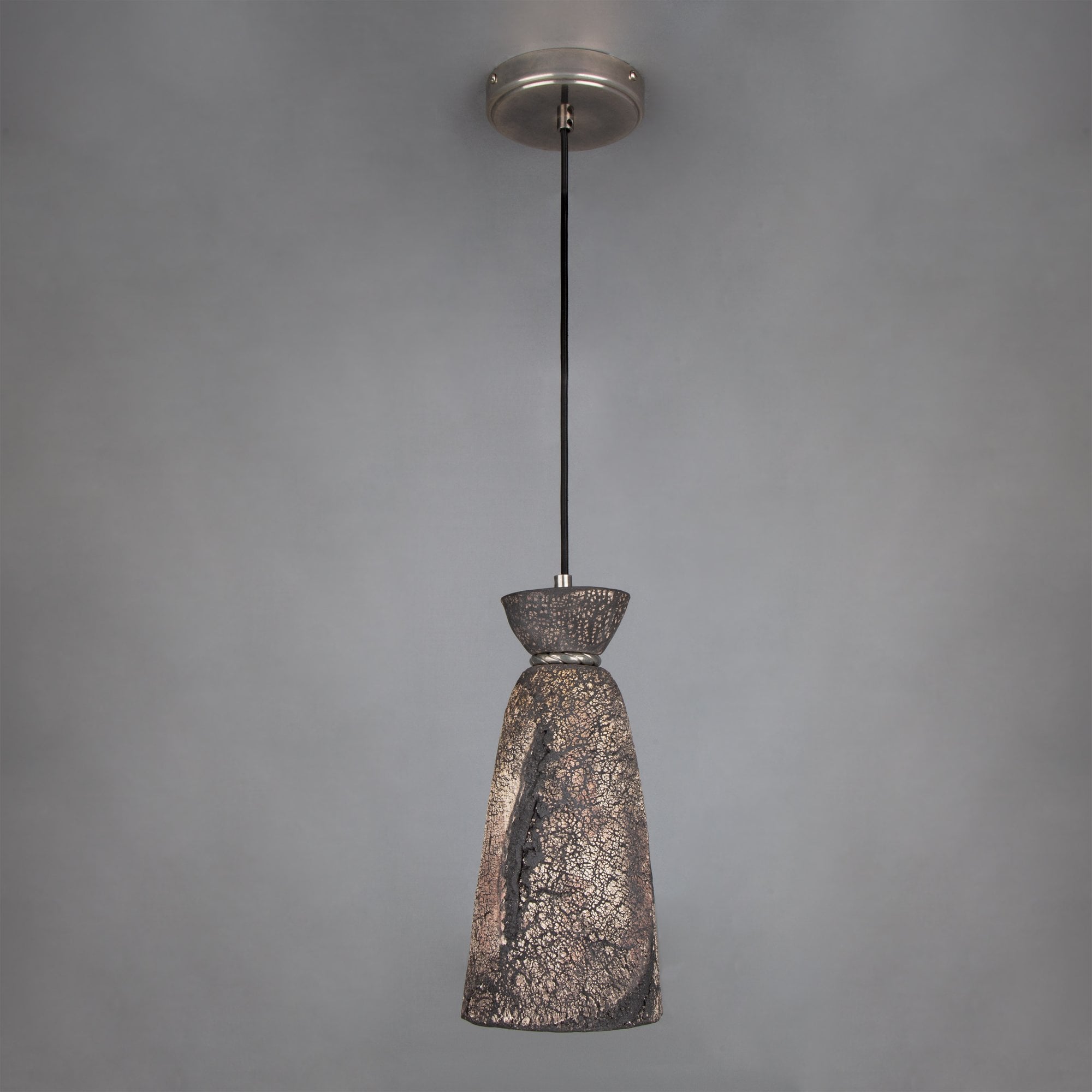 Parva Pendant - Black Clay, Antique Brass