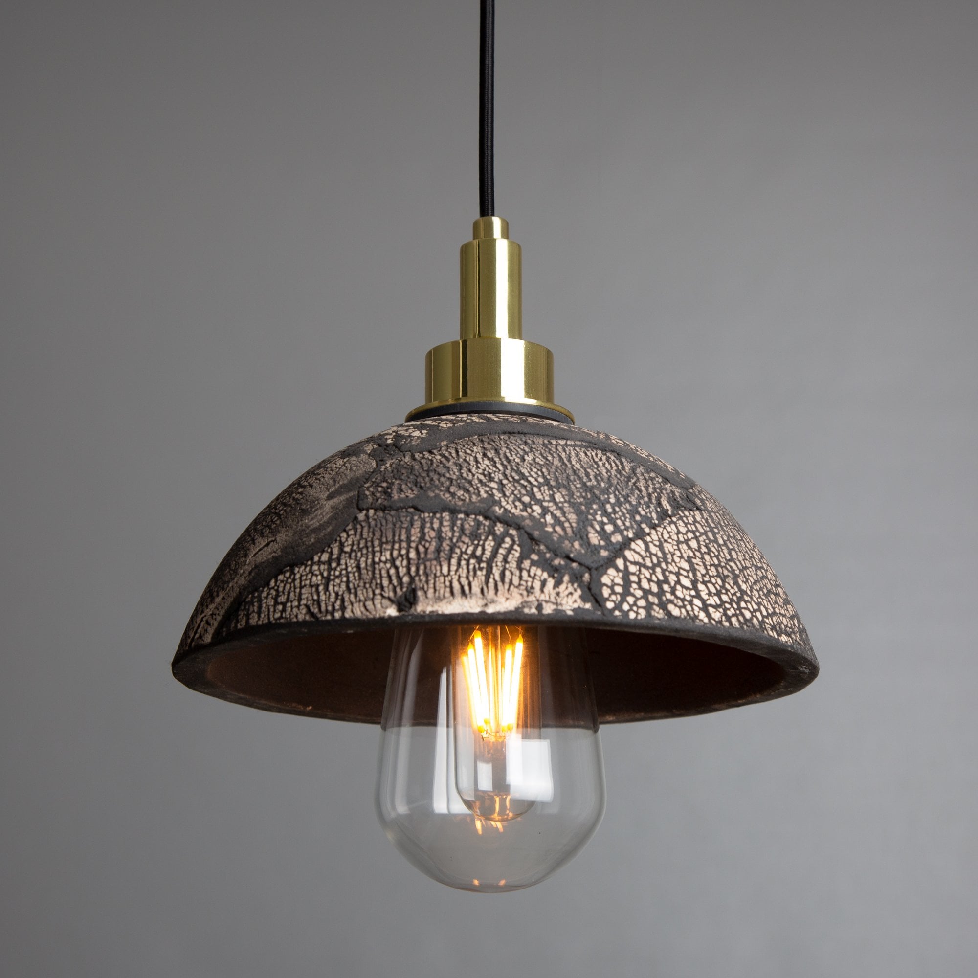 Kingii Pendant - Black Clay, Antique Brass