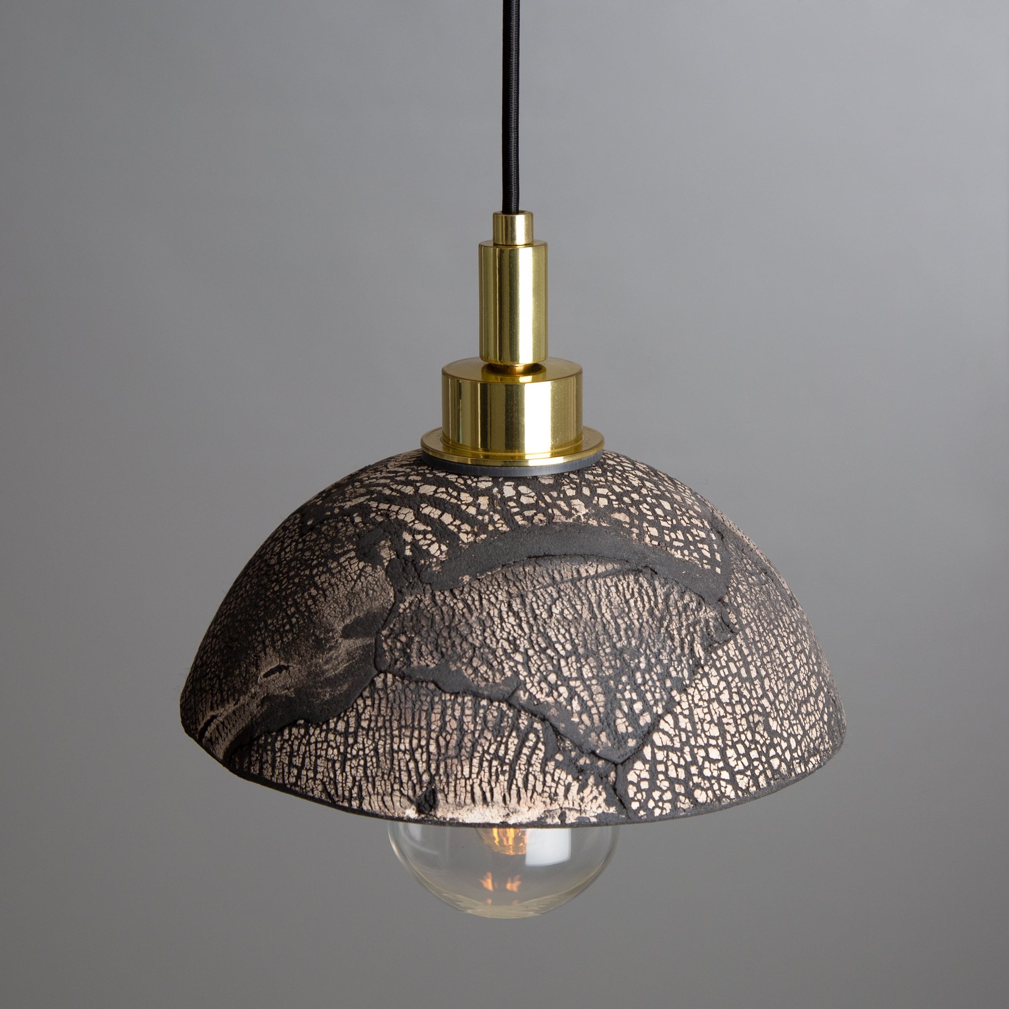 Kingii Pendant - Black Clay, Antique Brass