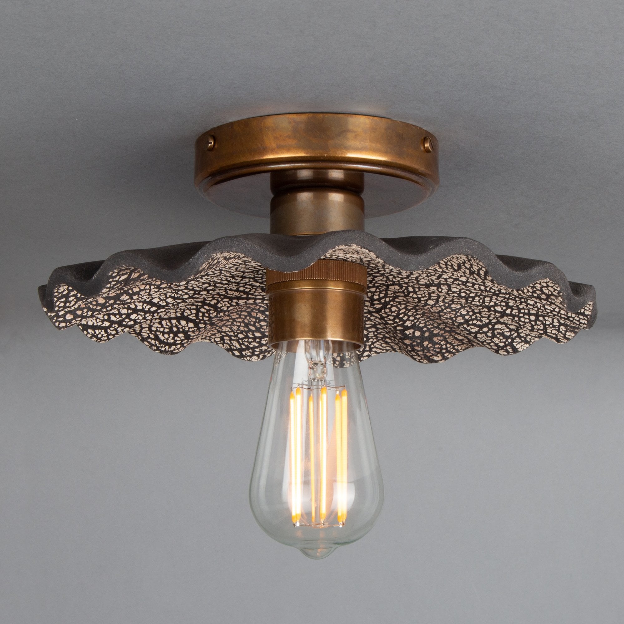 Kapok Ceiling Light - Black Clay, Antique Brass