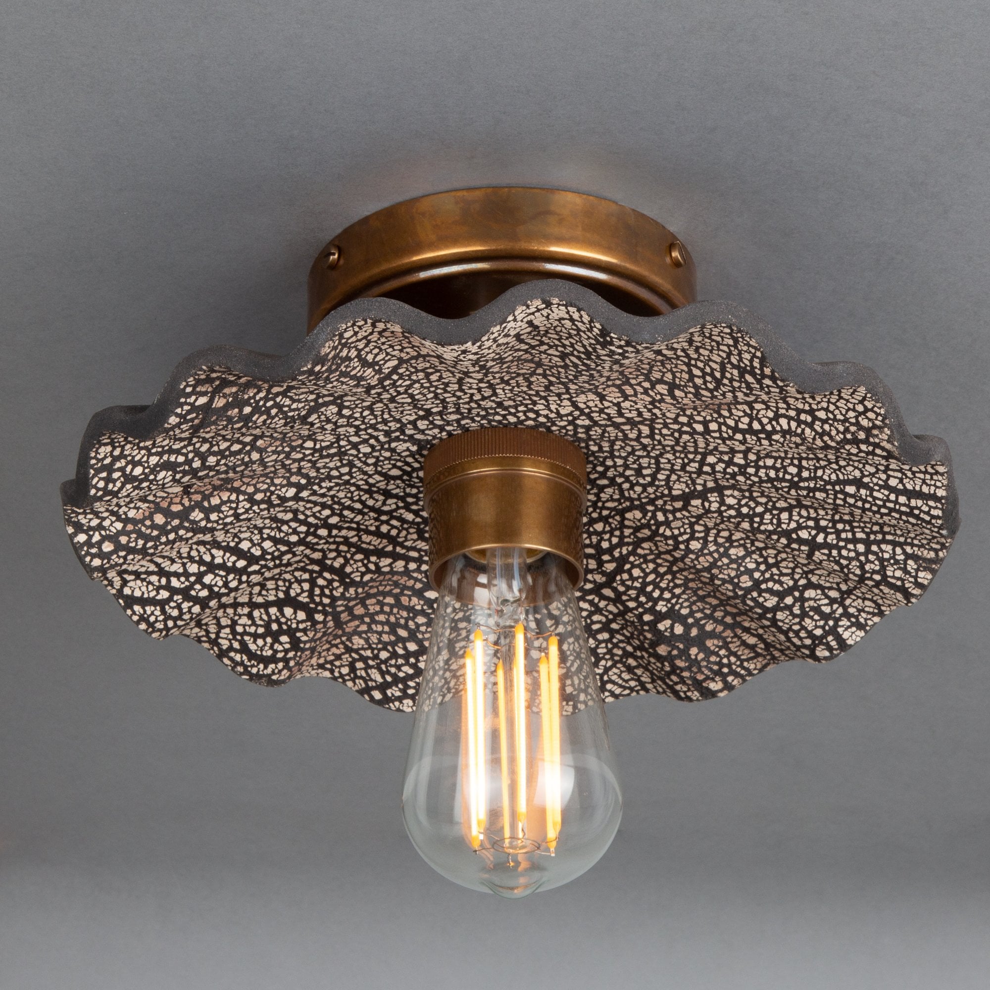 Kapok Ceiling Light - Black Clay, Antique Brass