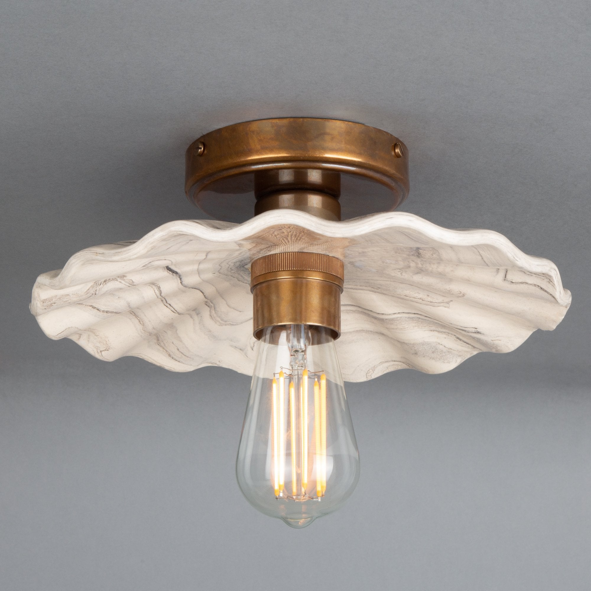 Kapok Ceiling Light - Marbled, Antique Brass