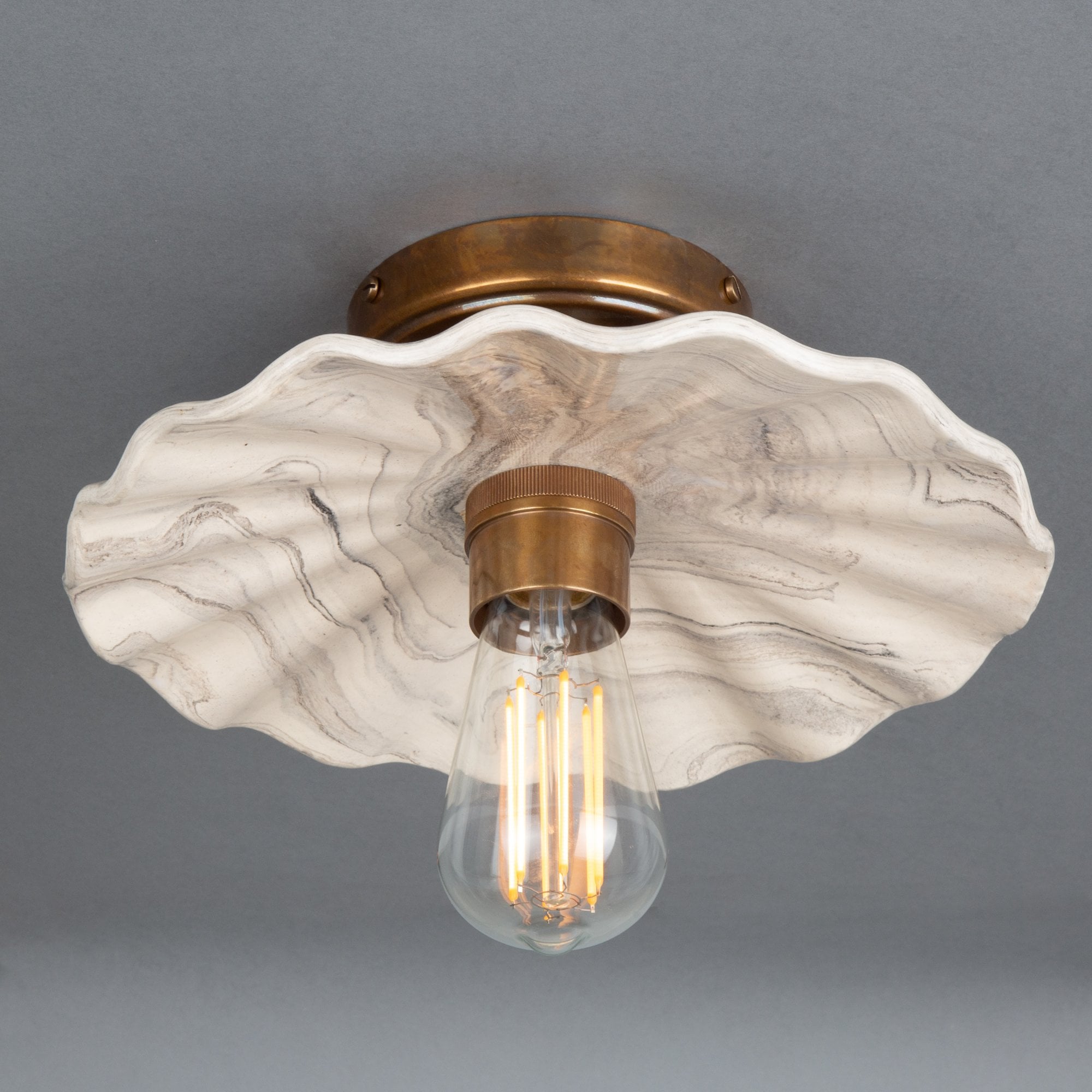 Kapok Ceiling Light - Marbled, Antique Brass