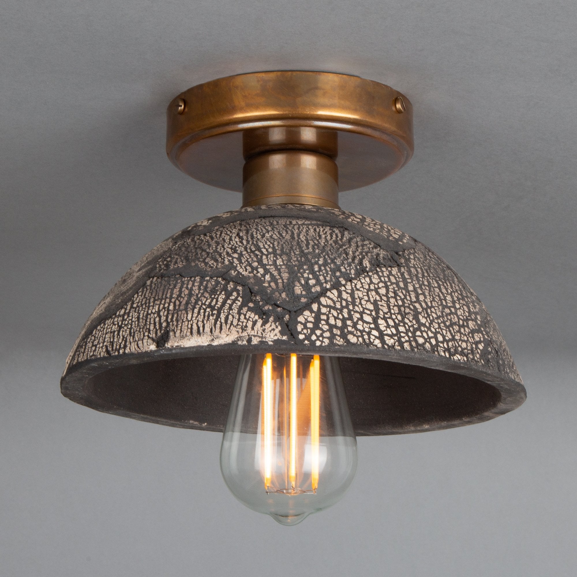 Kauri Ceiling Light - Black Clay, Antique Brass