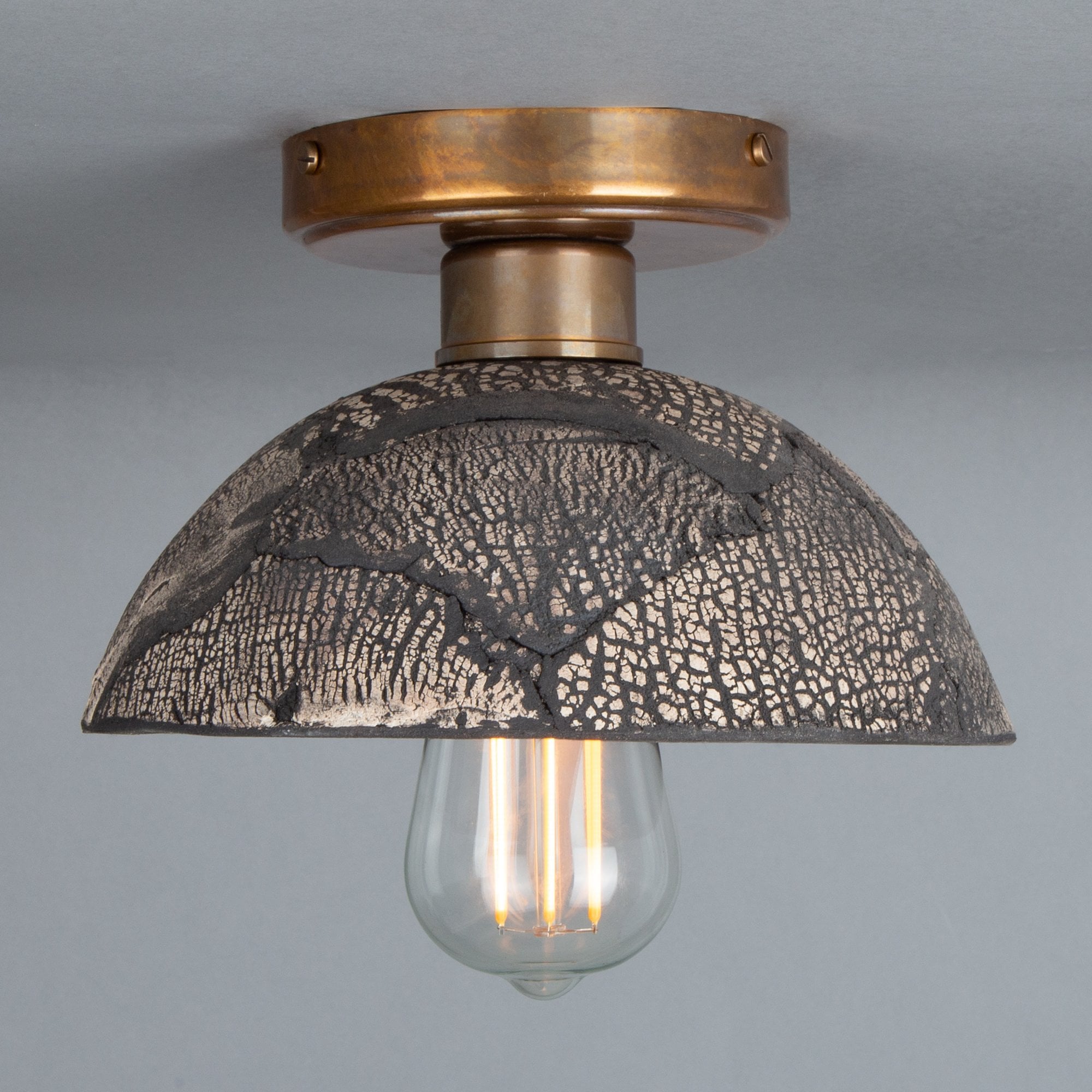 Kauri Ceiling Light - Black Clay, Antique Brass