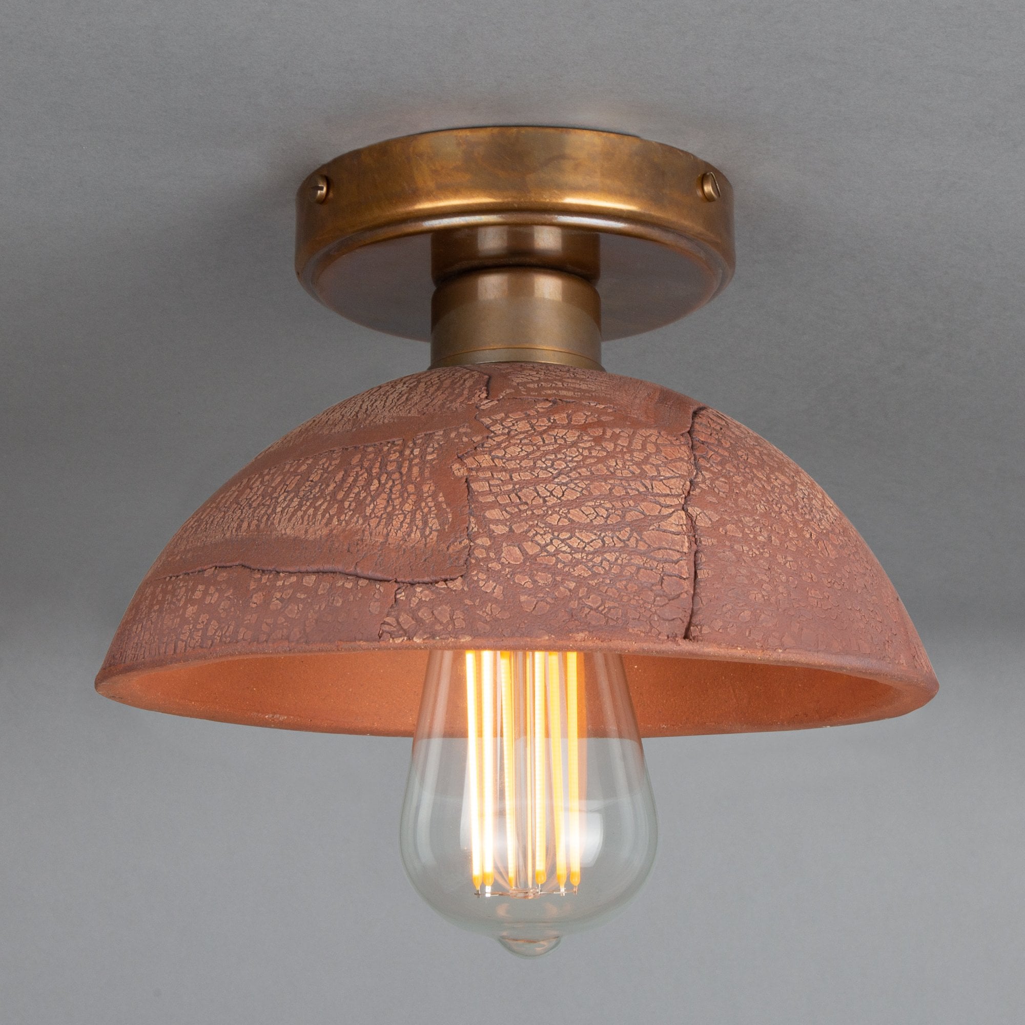 Kauri Ceiling Light - Red Iron, Antique Brass