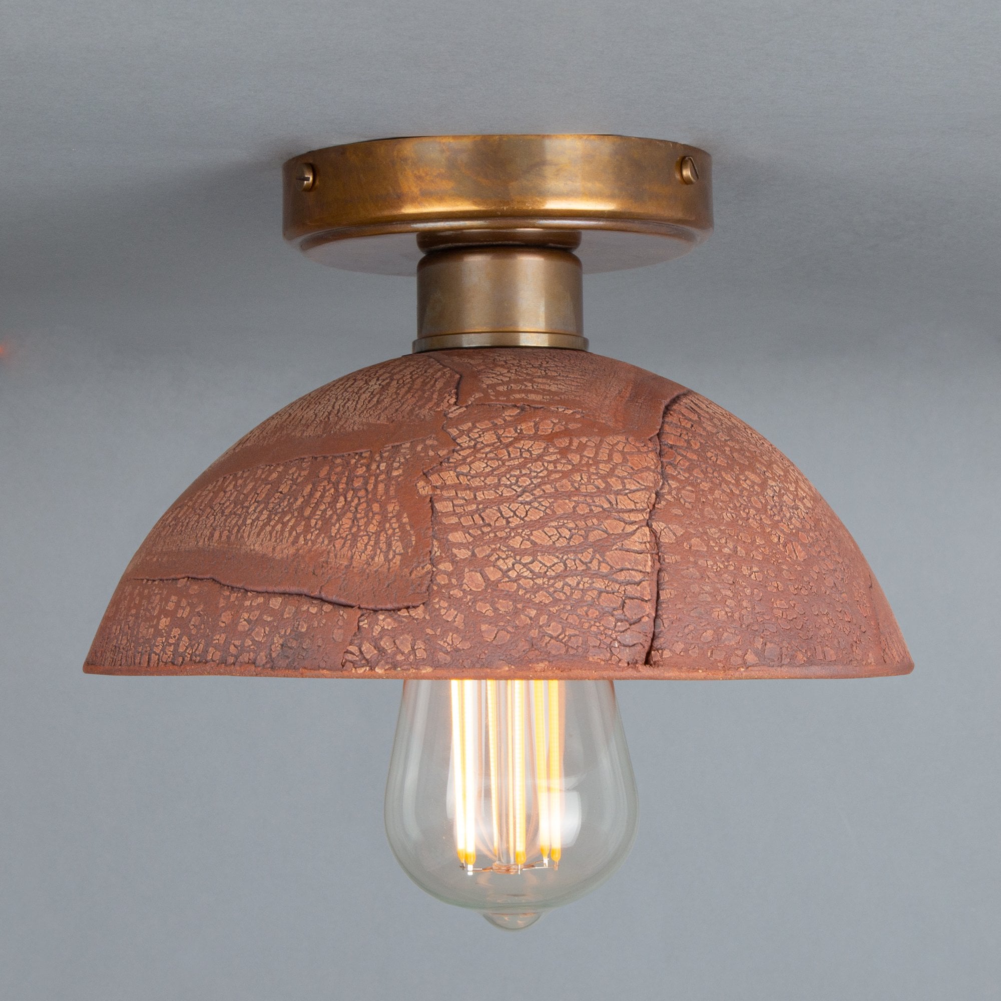 Kauri Ceiling Light - Red Iron, Antique Brass