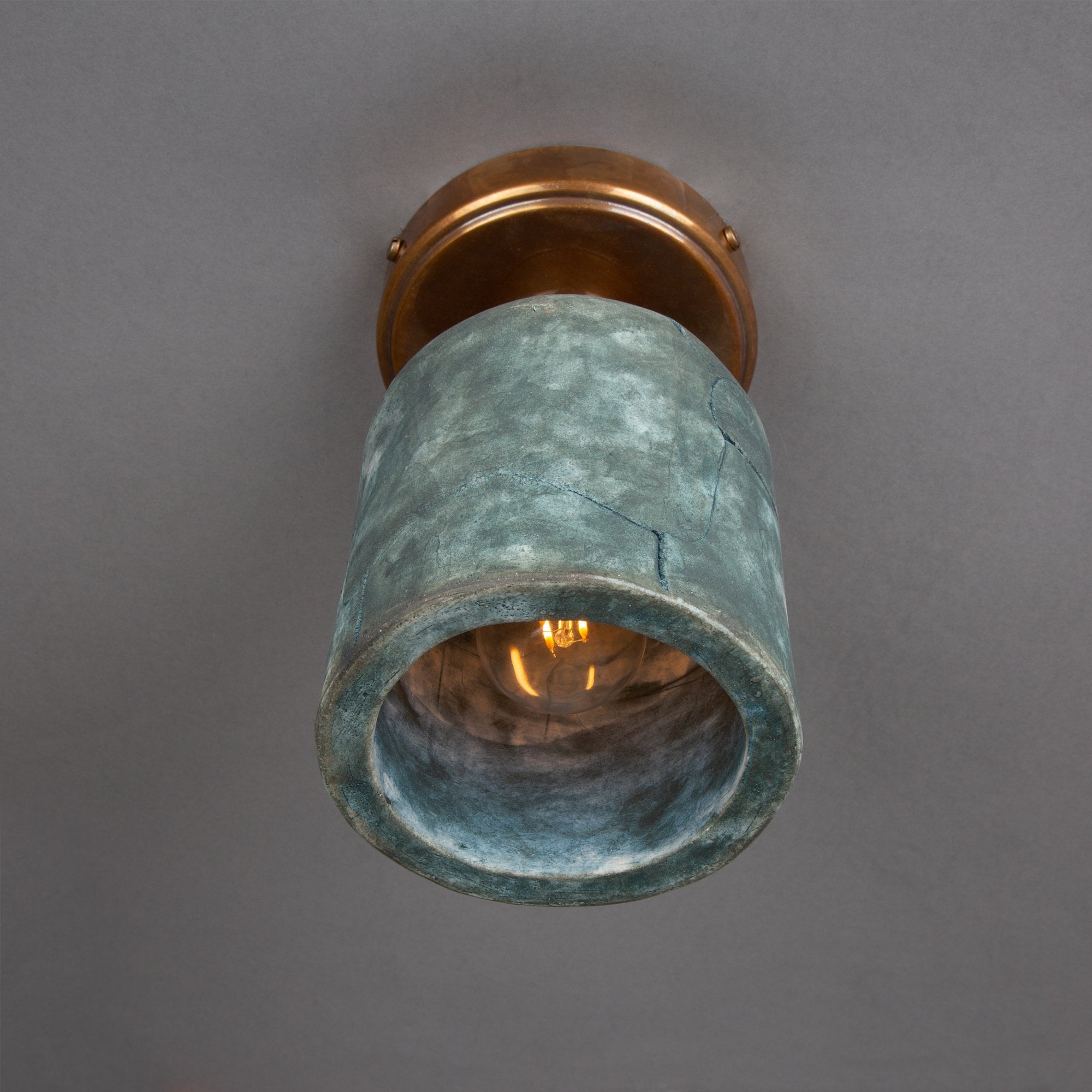 Osier Ceiling Light - Blue Earth, Antique Brass