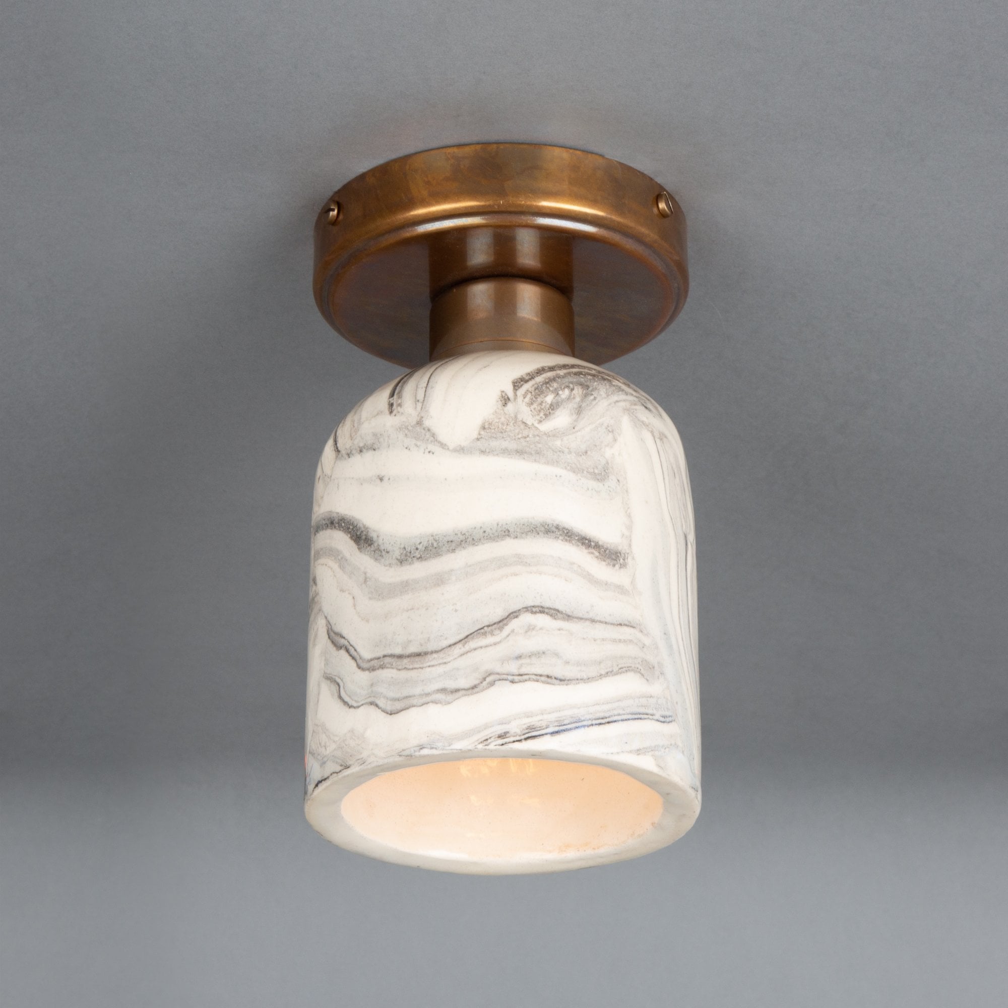 Osier Ceiling Light - Marbled, Antique Brass