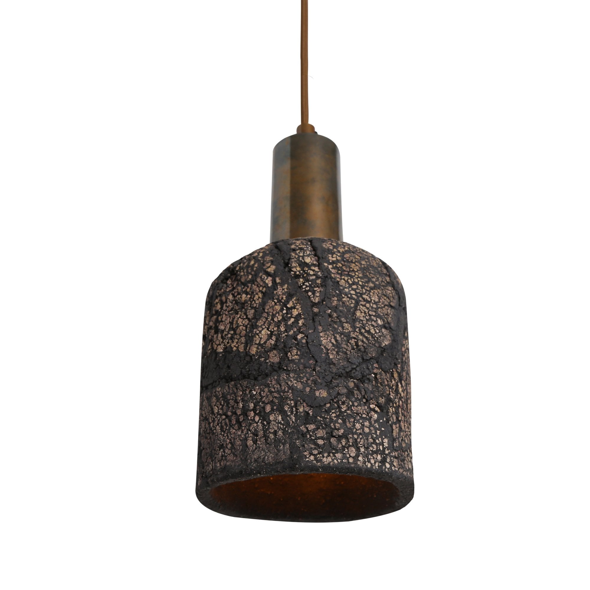 Osier Pendant- Black Clay, Antique Brass