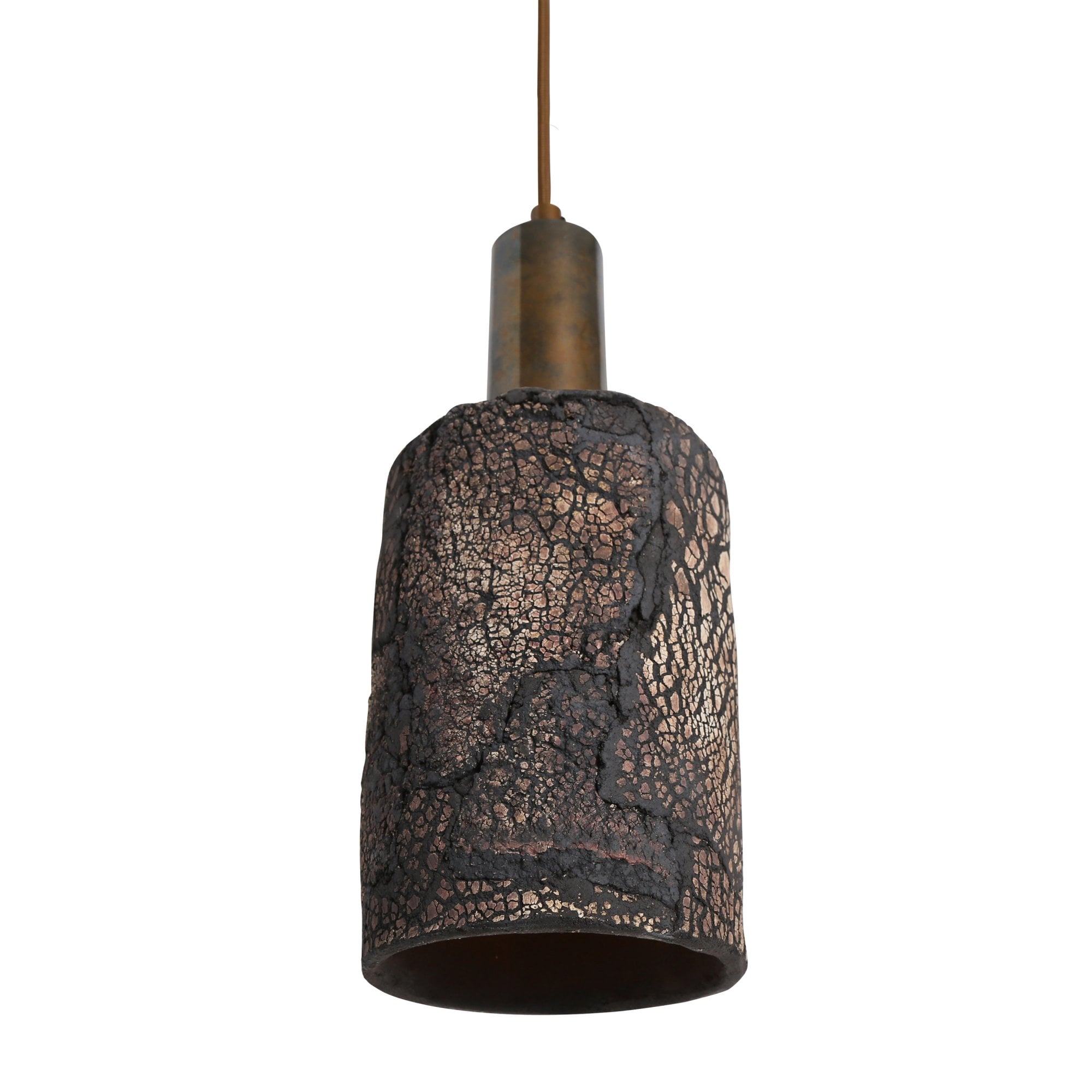 Senna Pendant - Black Clay, Antique Brass