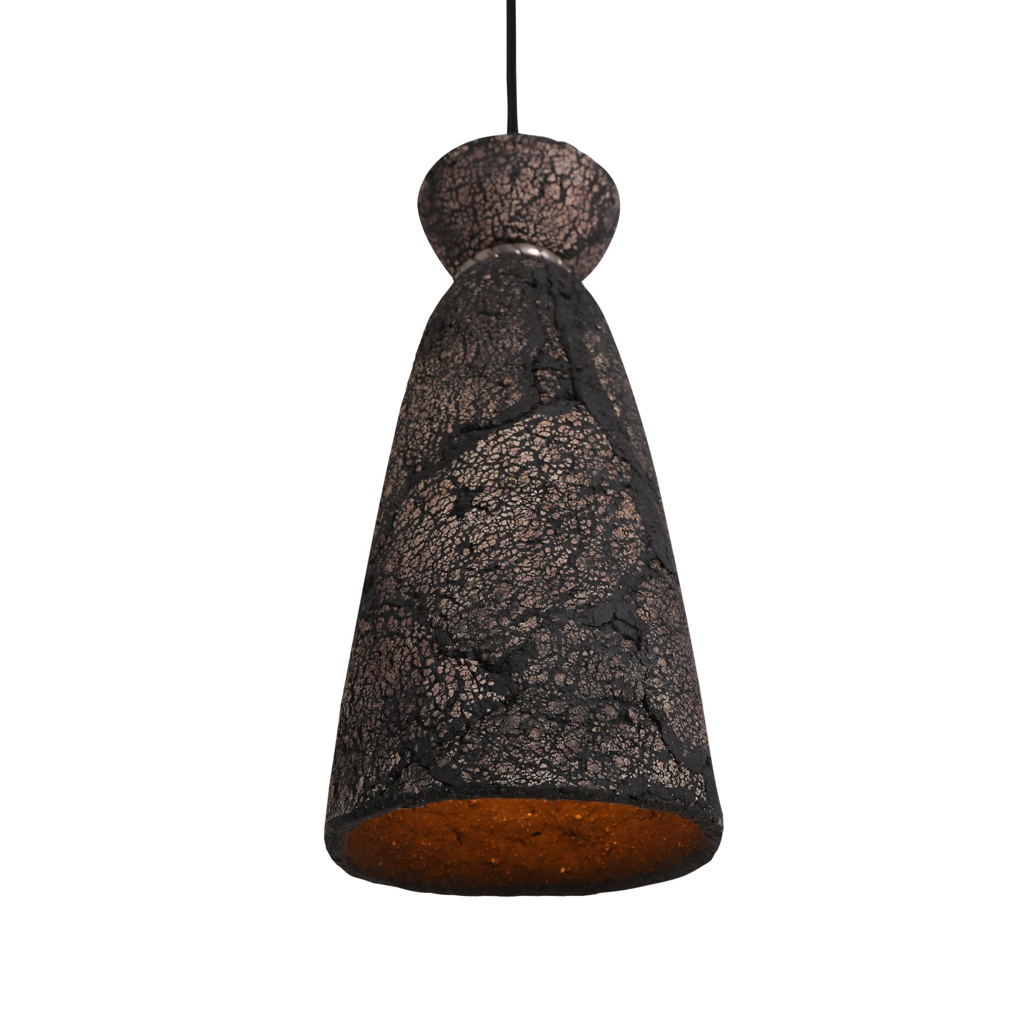 Pando Pendant - Black Clay, Antique Brass