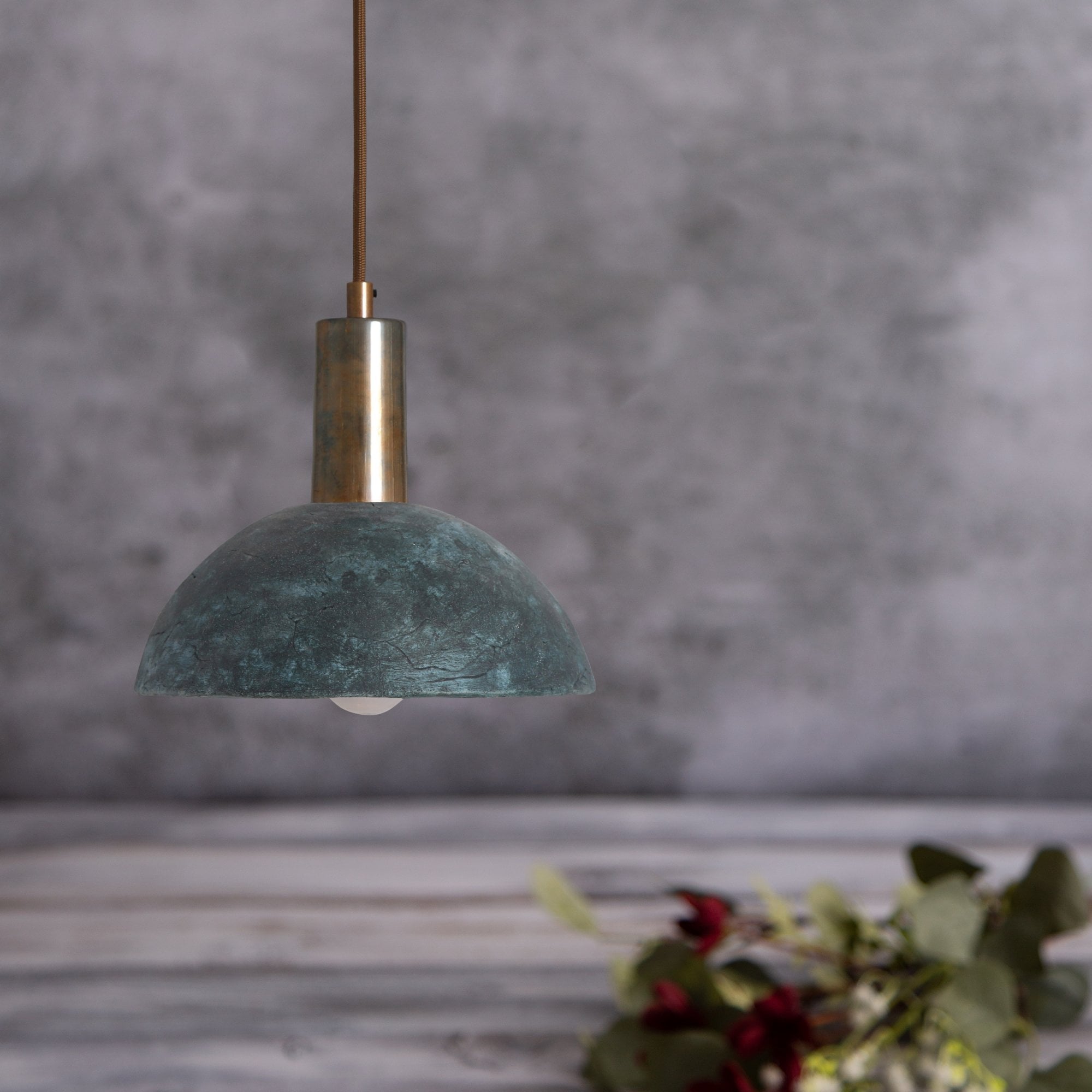 Kauri Pendant - Blue Earth, Antique Brass