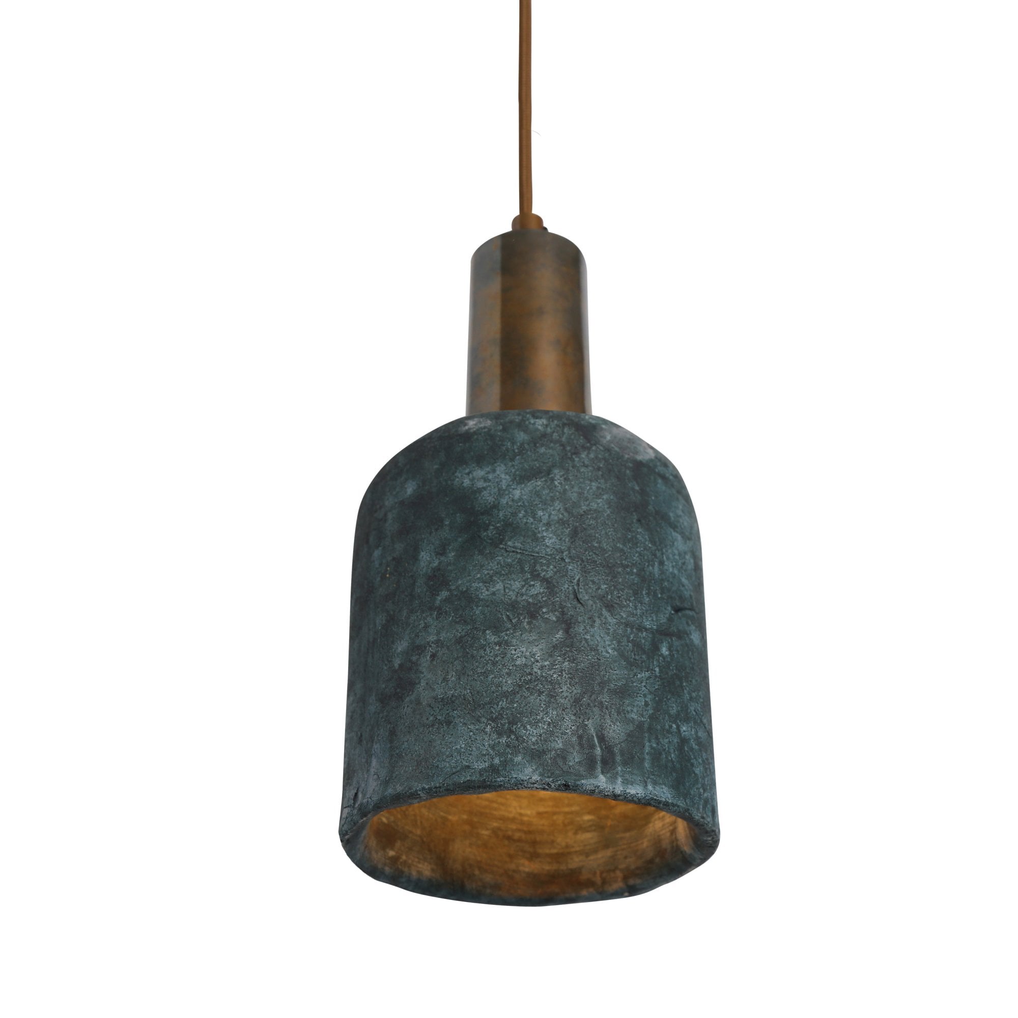 Osier Pendant - Blue Earth, Antique Brass