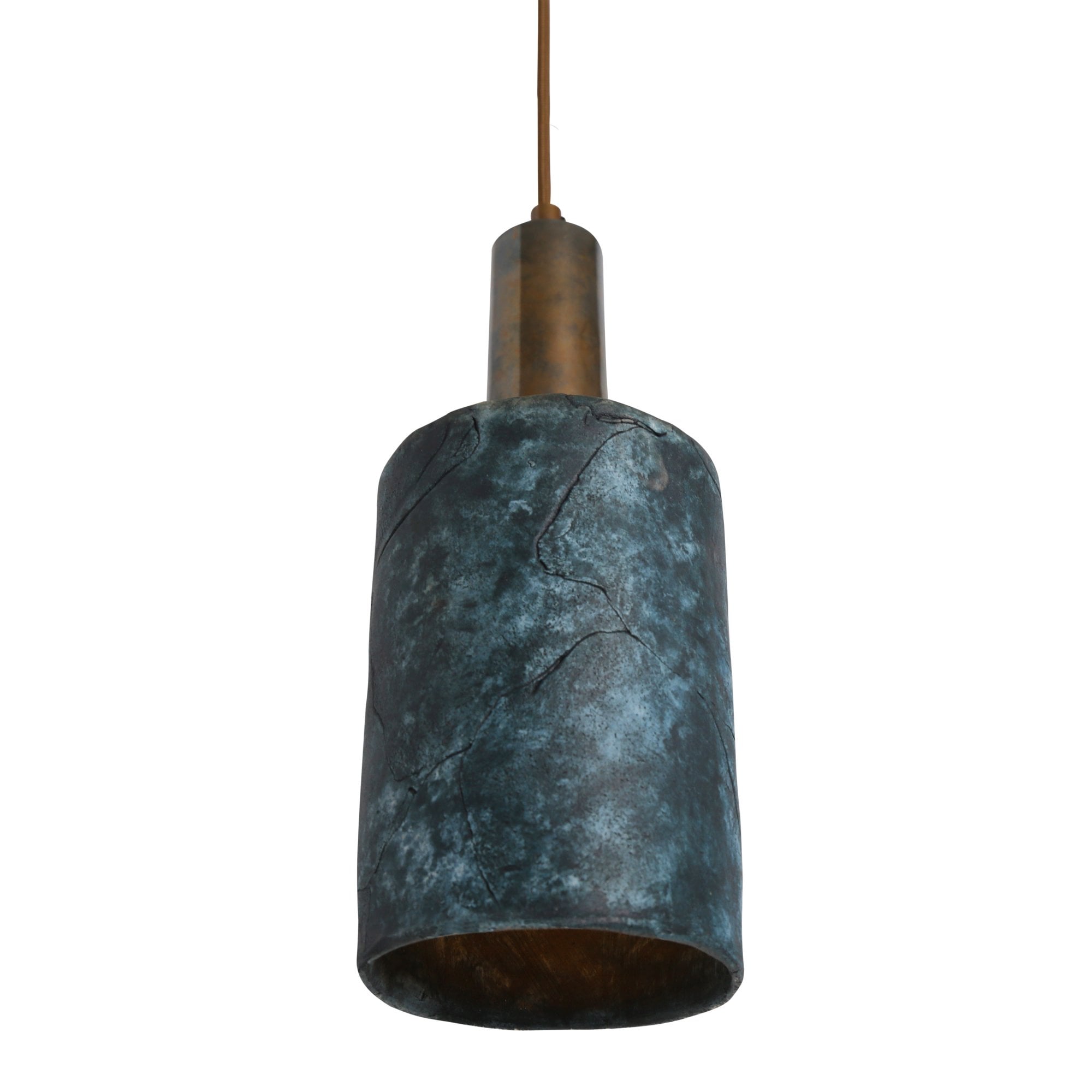 Senna Pendant - Blue Earth, Antique Brass