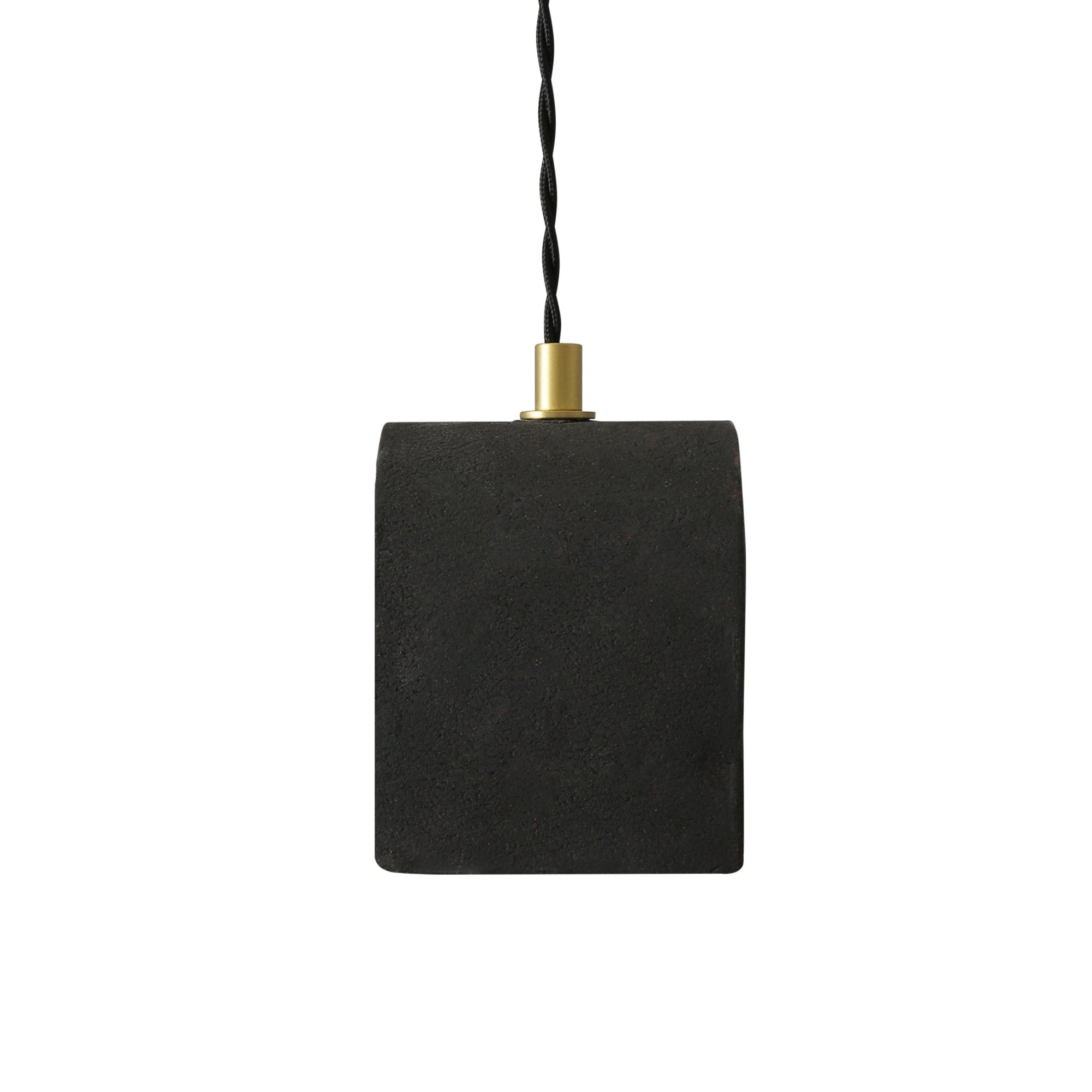 Tansy Pendant - Black Clay, Antique Brass