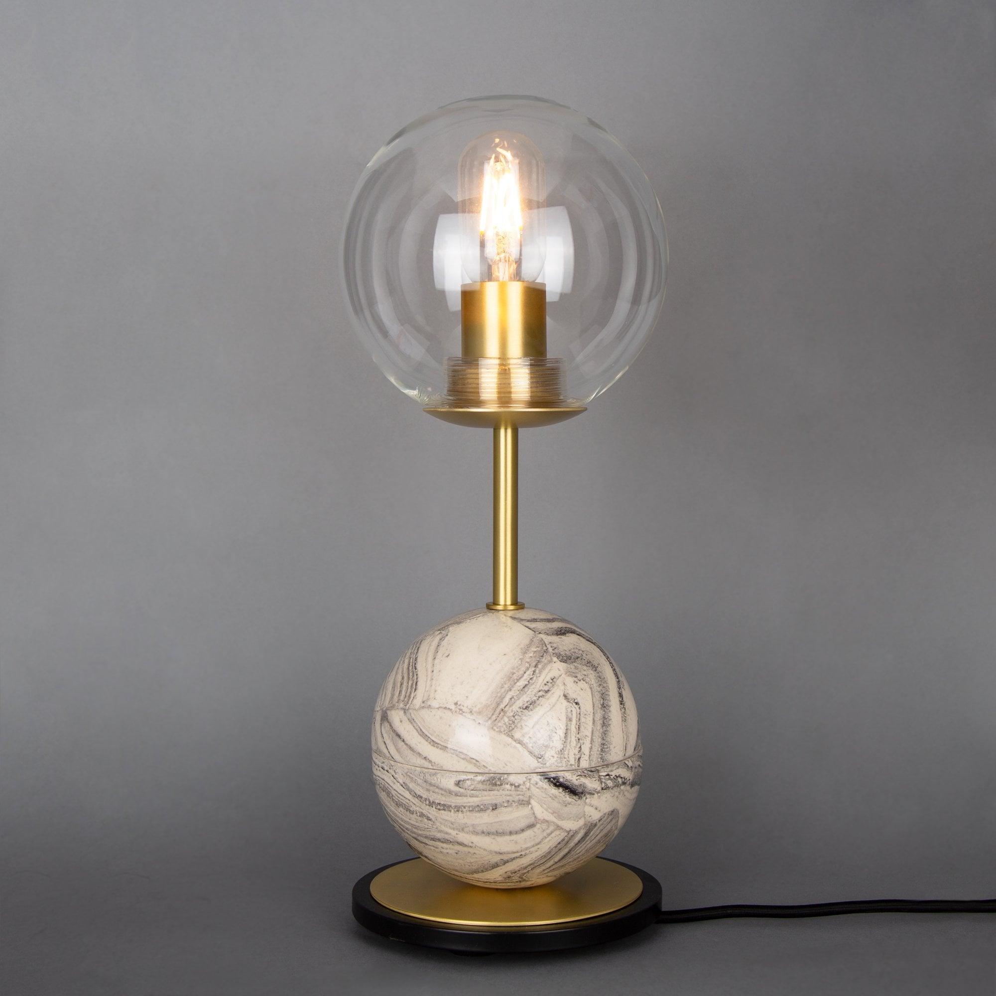 Zapp Marbled Table Lamp, Antique Brass, Clear