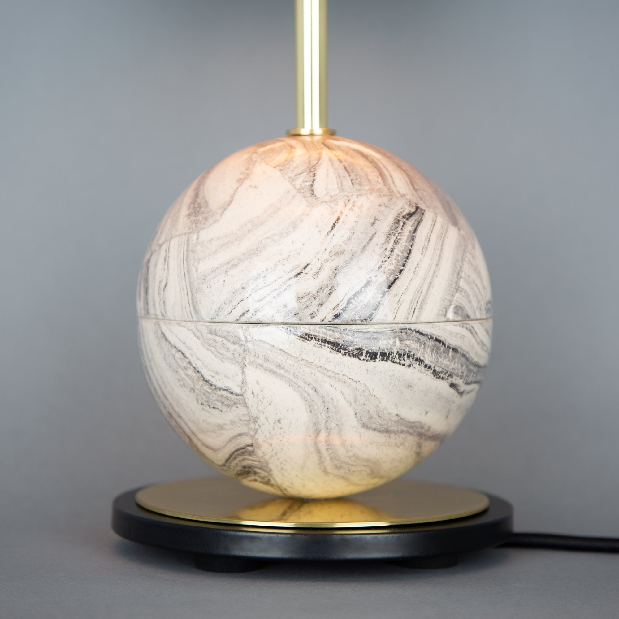 Byrd Marbled Table Lamp, Antique Brass & Matt Black