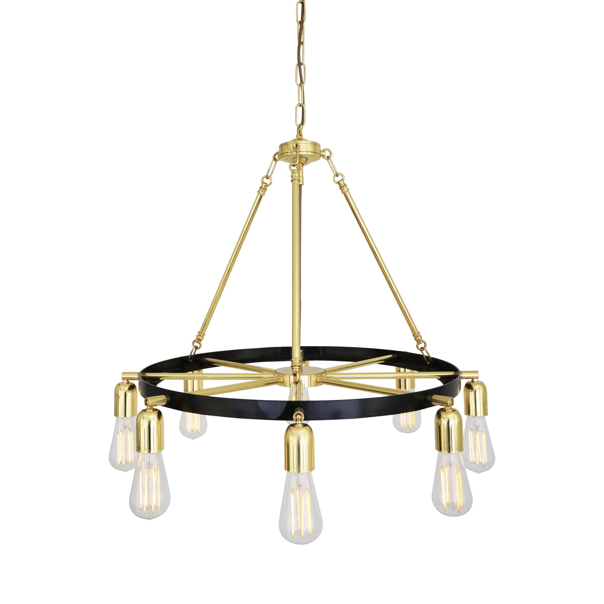 Duleek Chandelier, Antique Brass & Matt Black Ring