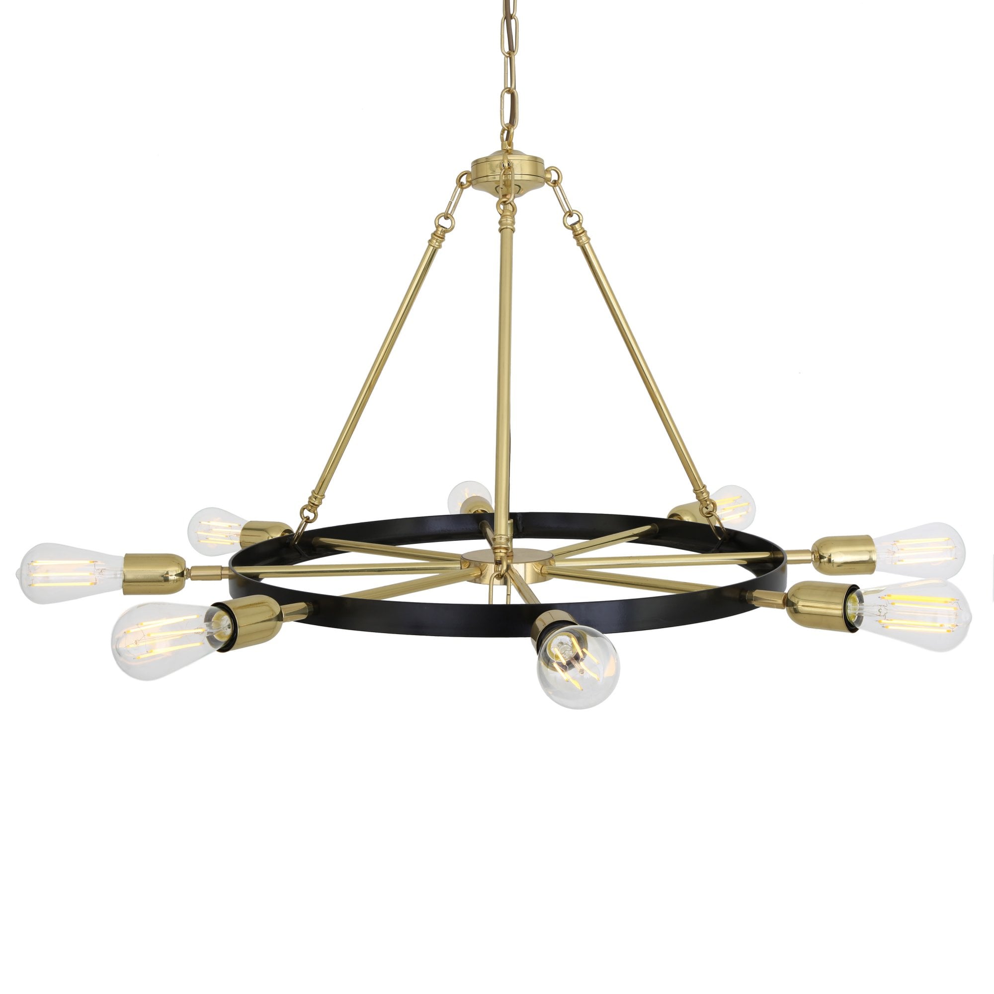 Duleek Chandelier, Antique Brass & Matt Black Ring