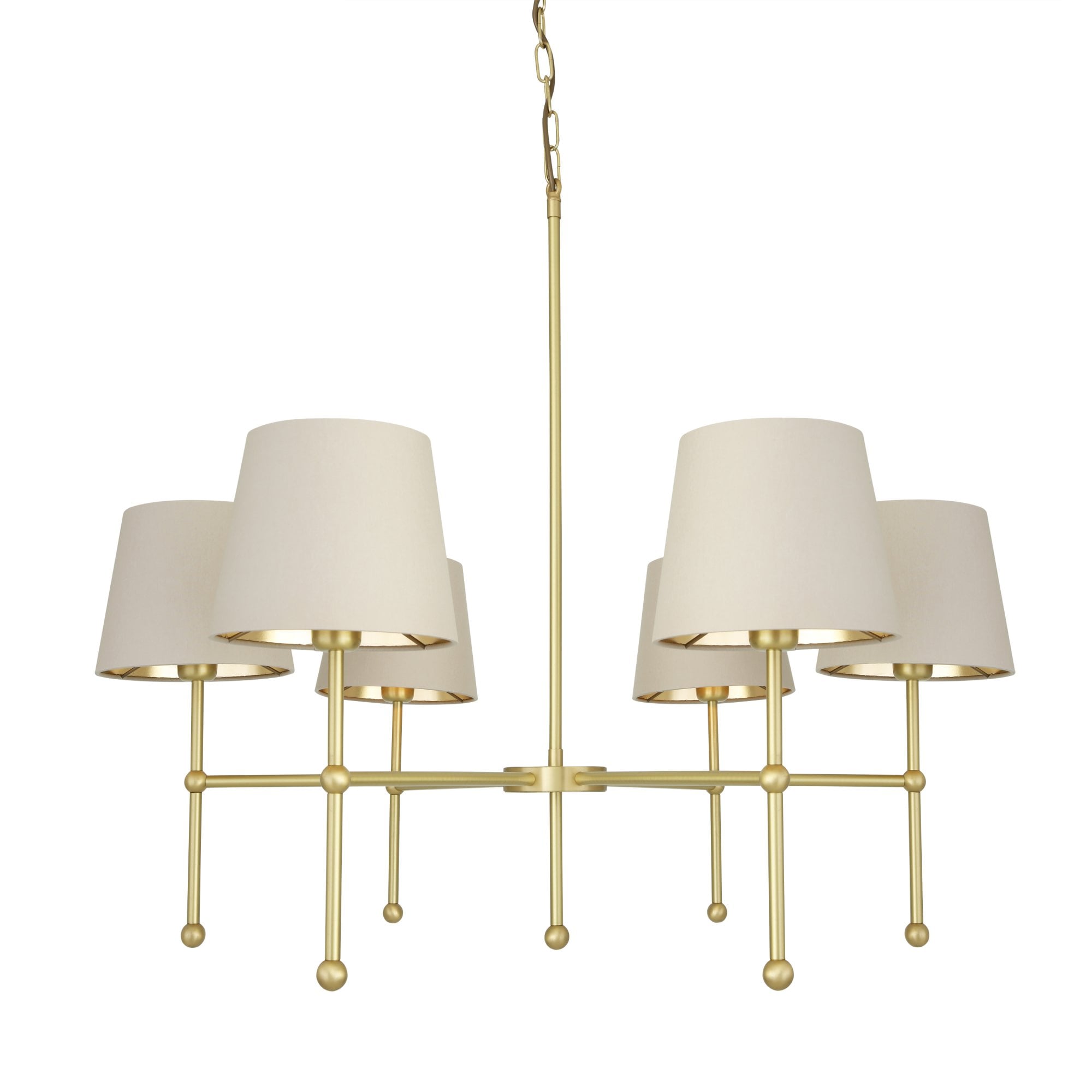 California 6 Arm Chandelier, Antique Brass