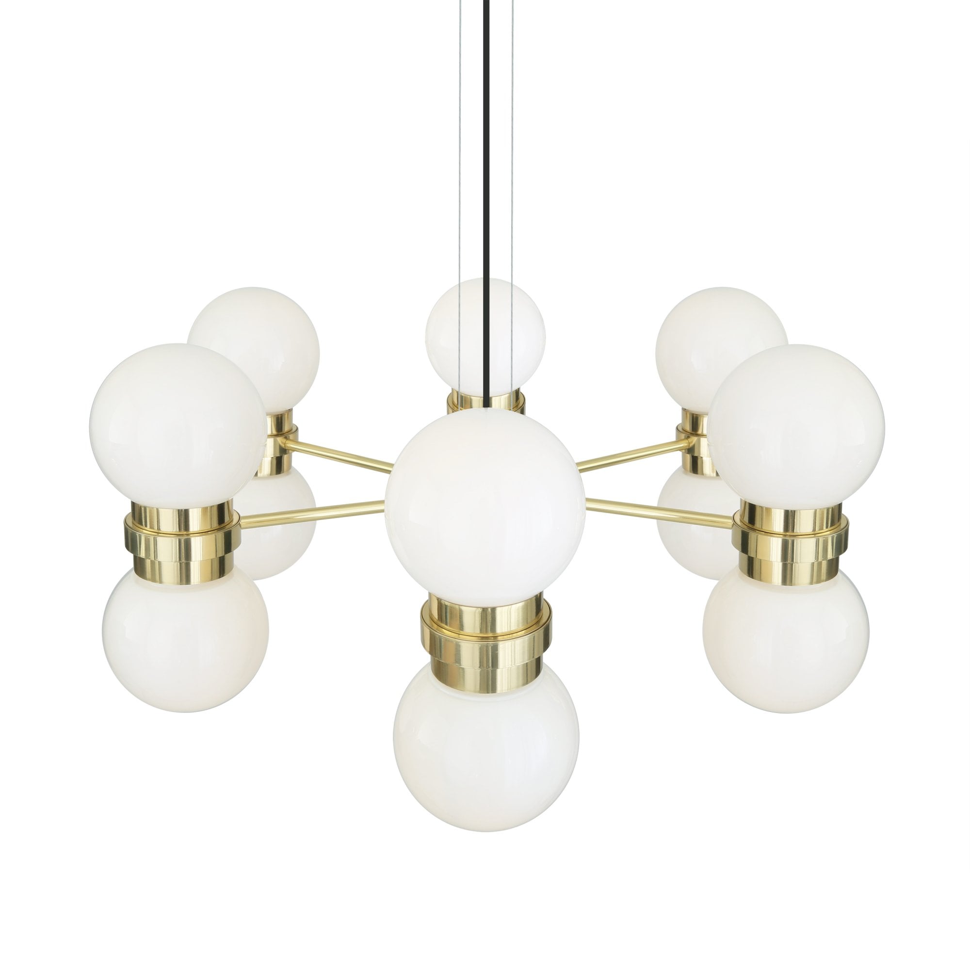 Eske 6 Arm Chandelier, Antique Brass, Clear Glass