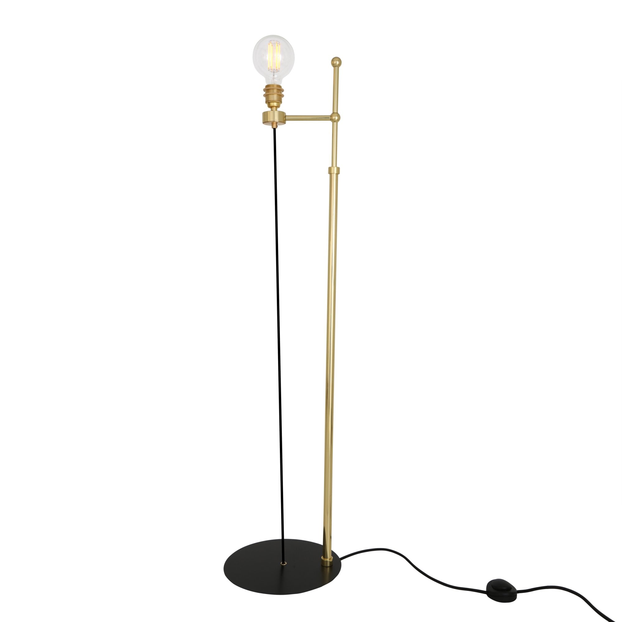 Lusk Floor Lamp, Antique Brass & Matt Black Base