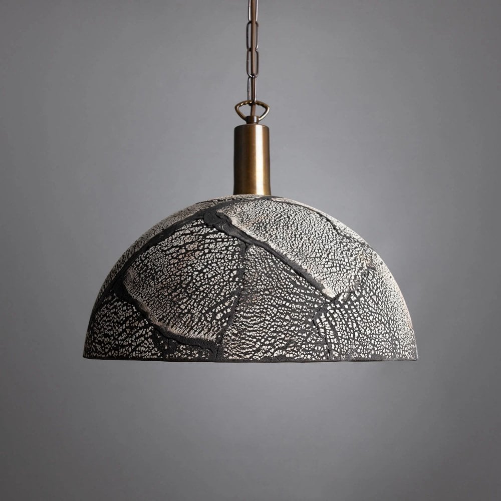 Kauri Pendant 37cm - Black Clay, Antique Brass