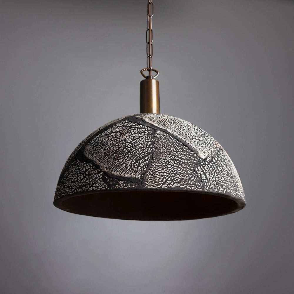 Kauri Pendant 37cm - Black Clay, Antique Brass