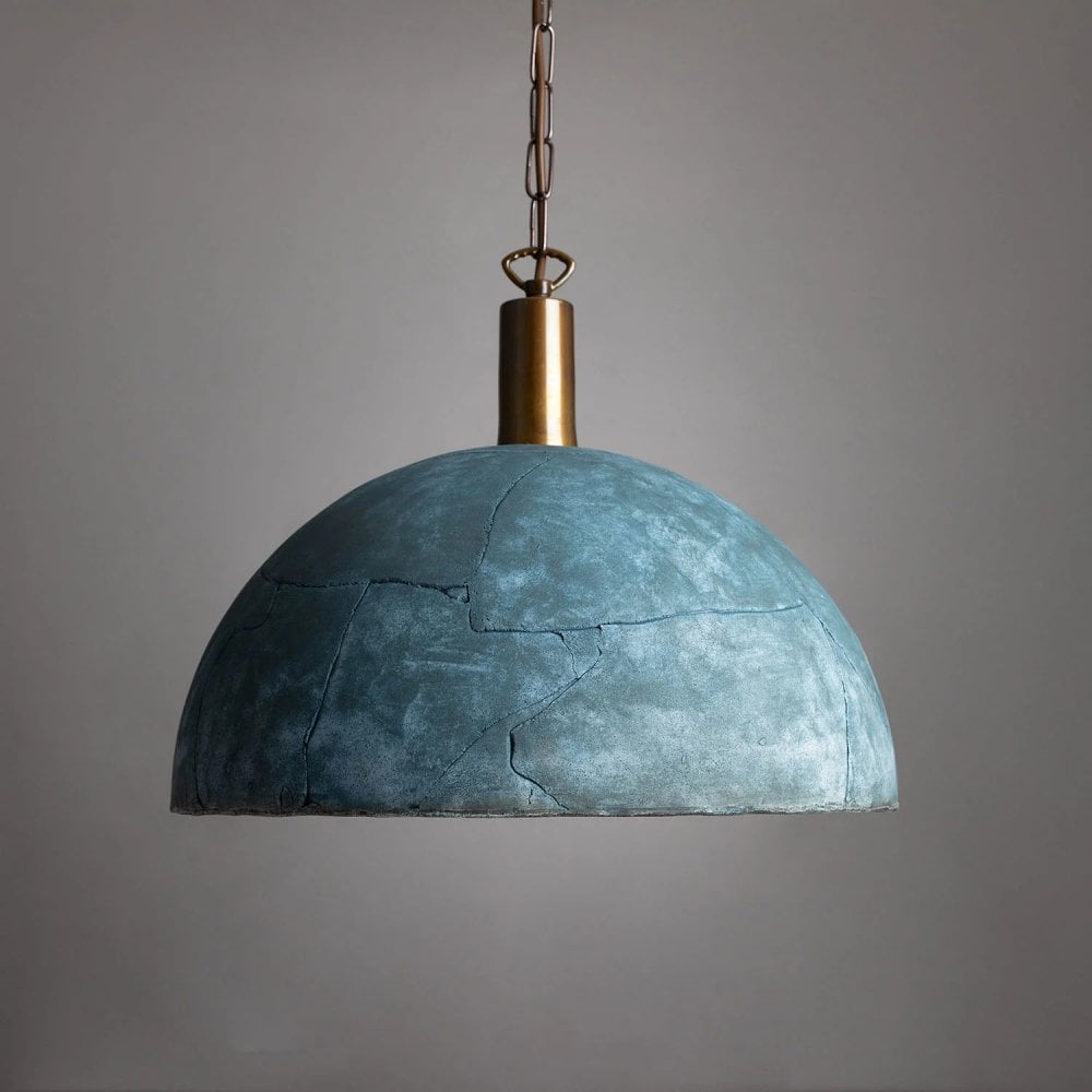 Kauri Pendant 37cm - Blue Earth, Antique Brass