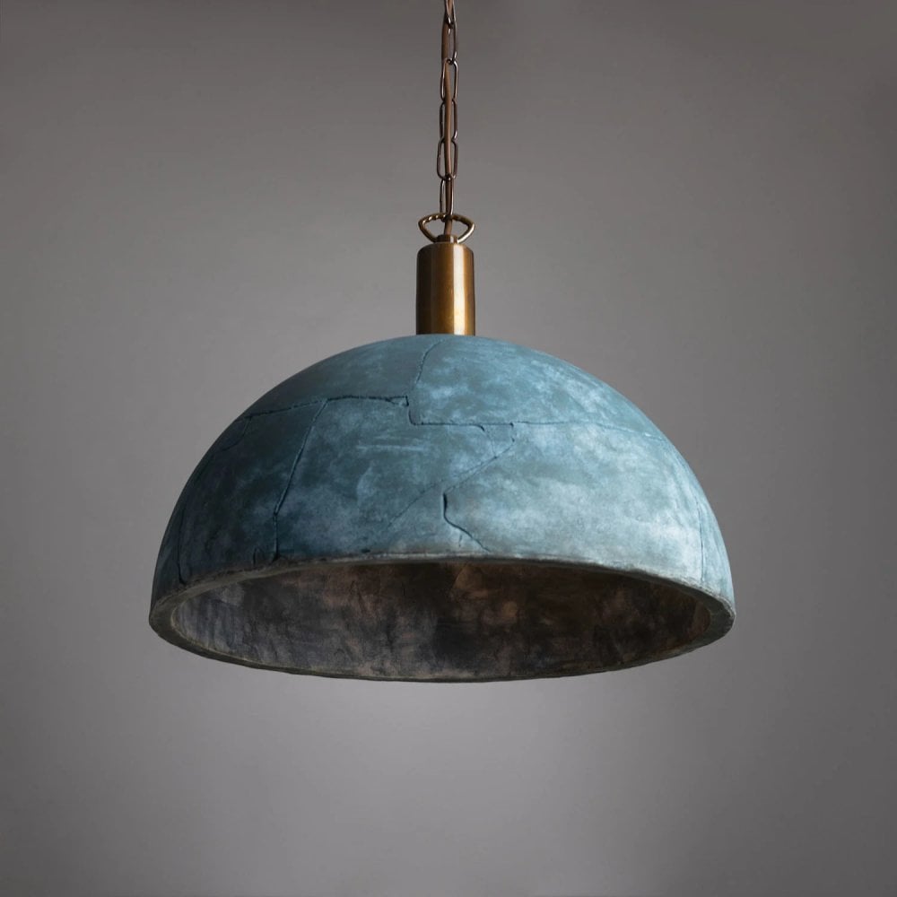 Kauri Pendant 37cm - Blue Earth, Antique Brass