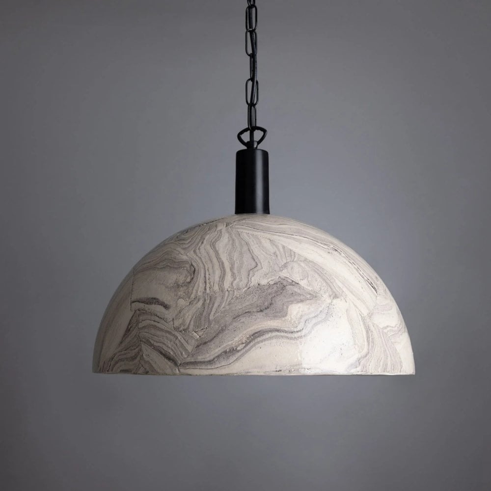 Kauri Pendant 37cm - Marbled, Antique Brass