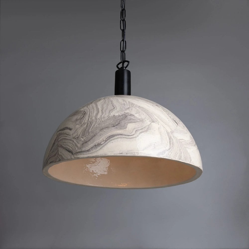 Kauri Pendant 37cm - Marbled, Antique Brass