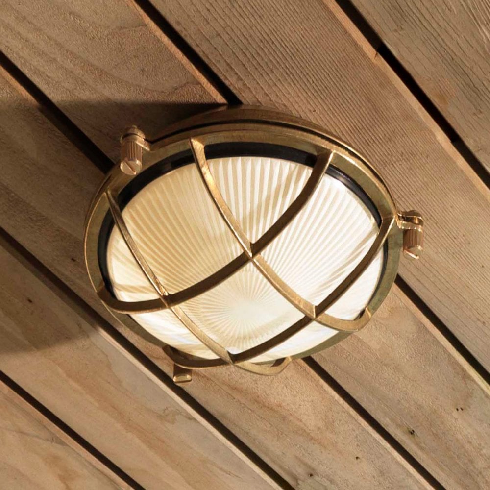 Thurso Round Outdoor Wall Light Brass