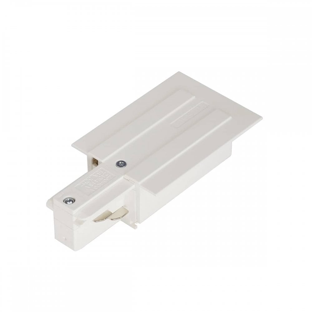 Eutrac Feed-In For 3-Circuit Recessed Track, Traffic White, Earth Left