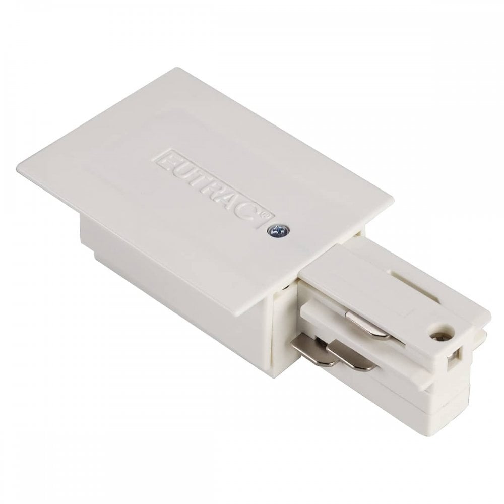 Eutrac Feed-In For 3-Circuit Recessed Track, Traffic White, Earth Right