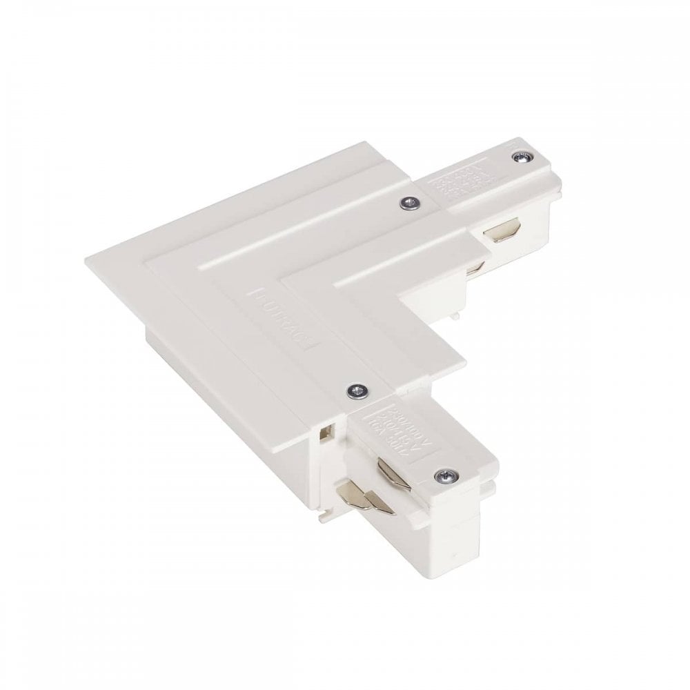 Eutrac L-Connector For 3-Circuit Recessed Track, Traffic White, Earth Outside