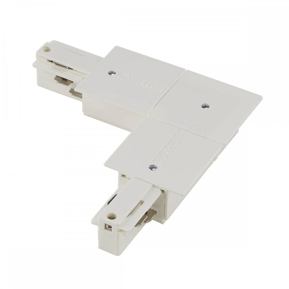 Eutrac L-Connector For 3-Circuit Recessed Track, Traffic White, Earth Inside