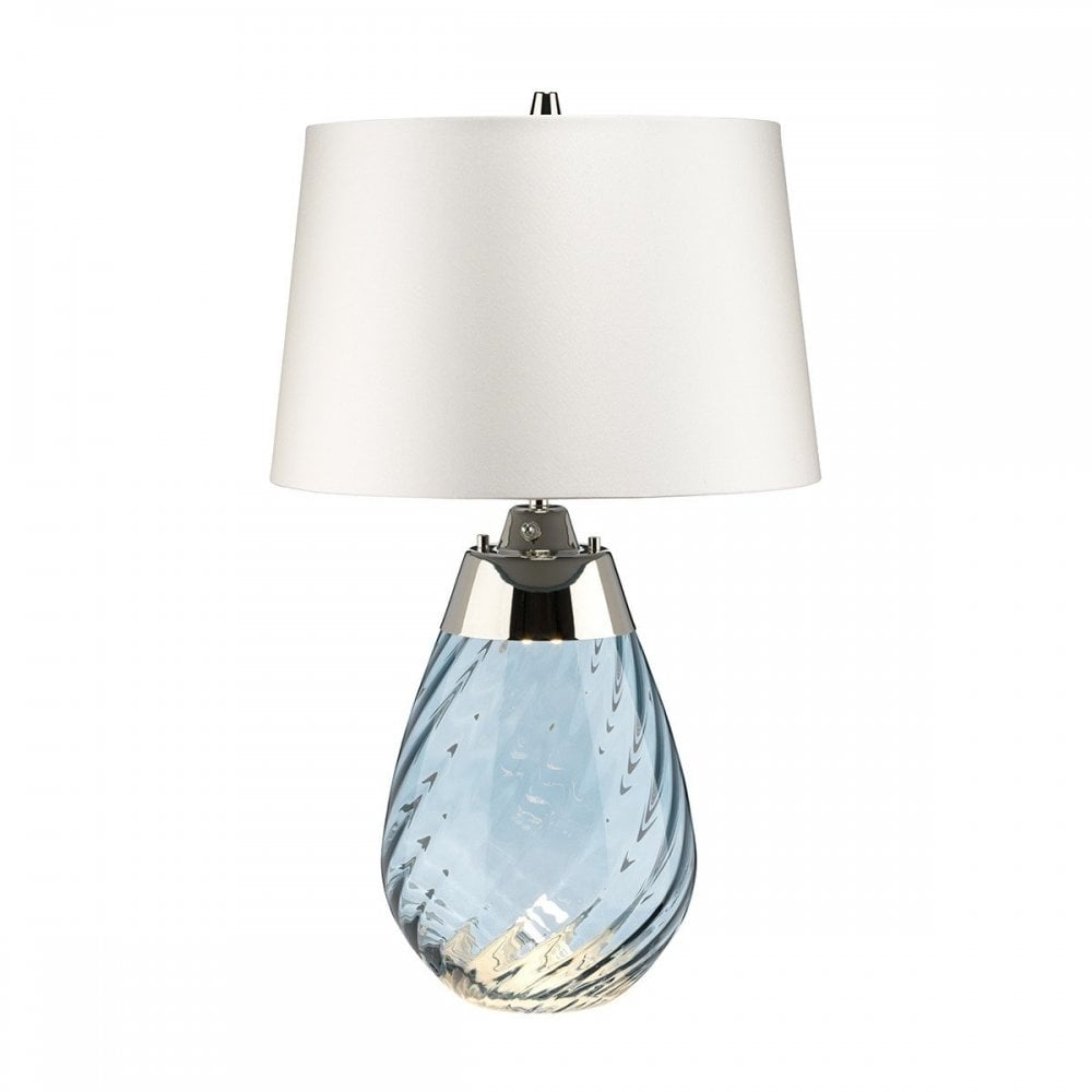 Lena 2 Light Small Blue Table Lamp  with Off-white Shade