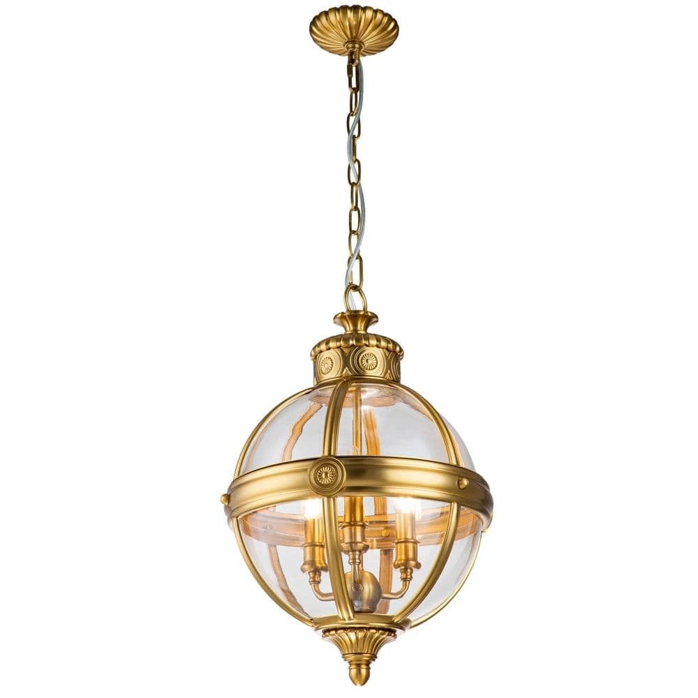 Adams 3 Light Pendant Chandelier - Brushed Brass