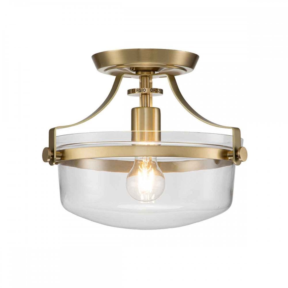 Penn Station 1 Light Semi Flush - Brushed Brass