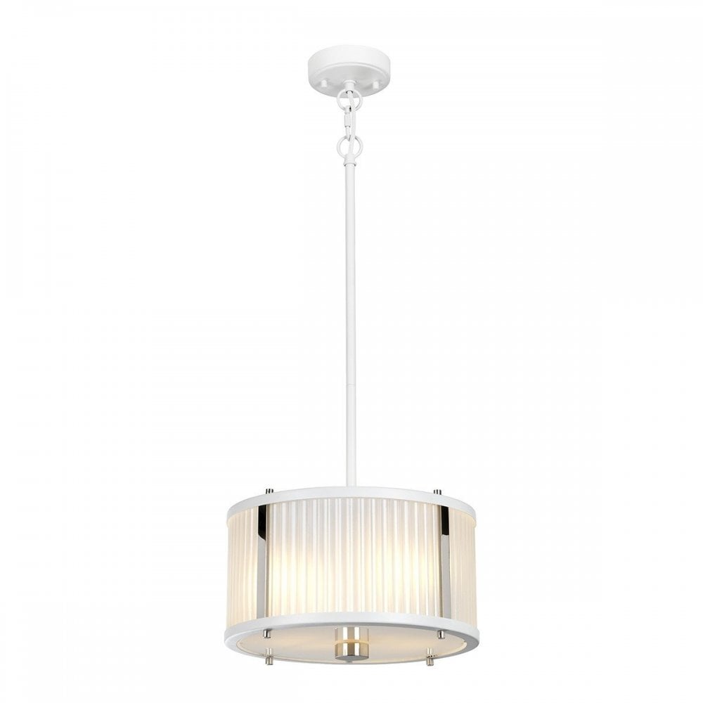 Corona 2 Light Pendant - White Polished Nickel