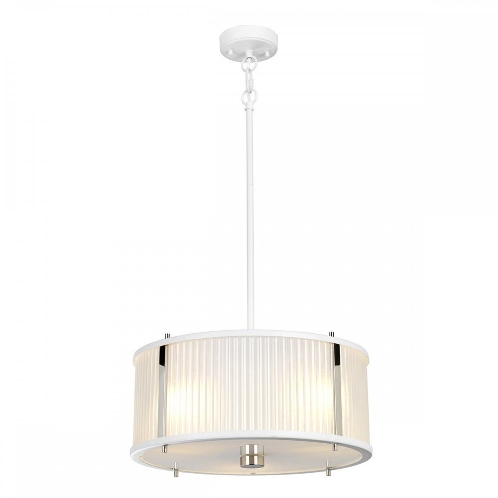 Corona 3 Light Pendant - White Polished Nickel