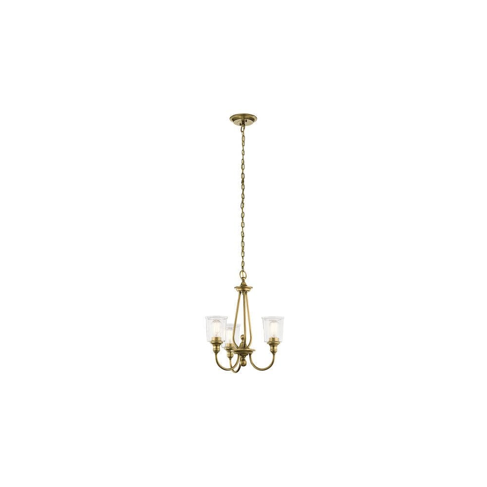 Waverly 3 Light Chandelier - Natural Brass